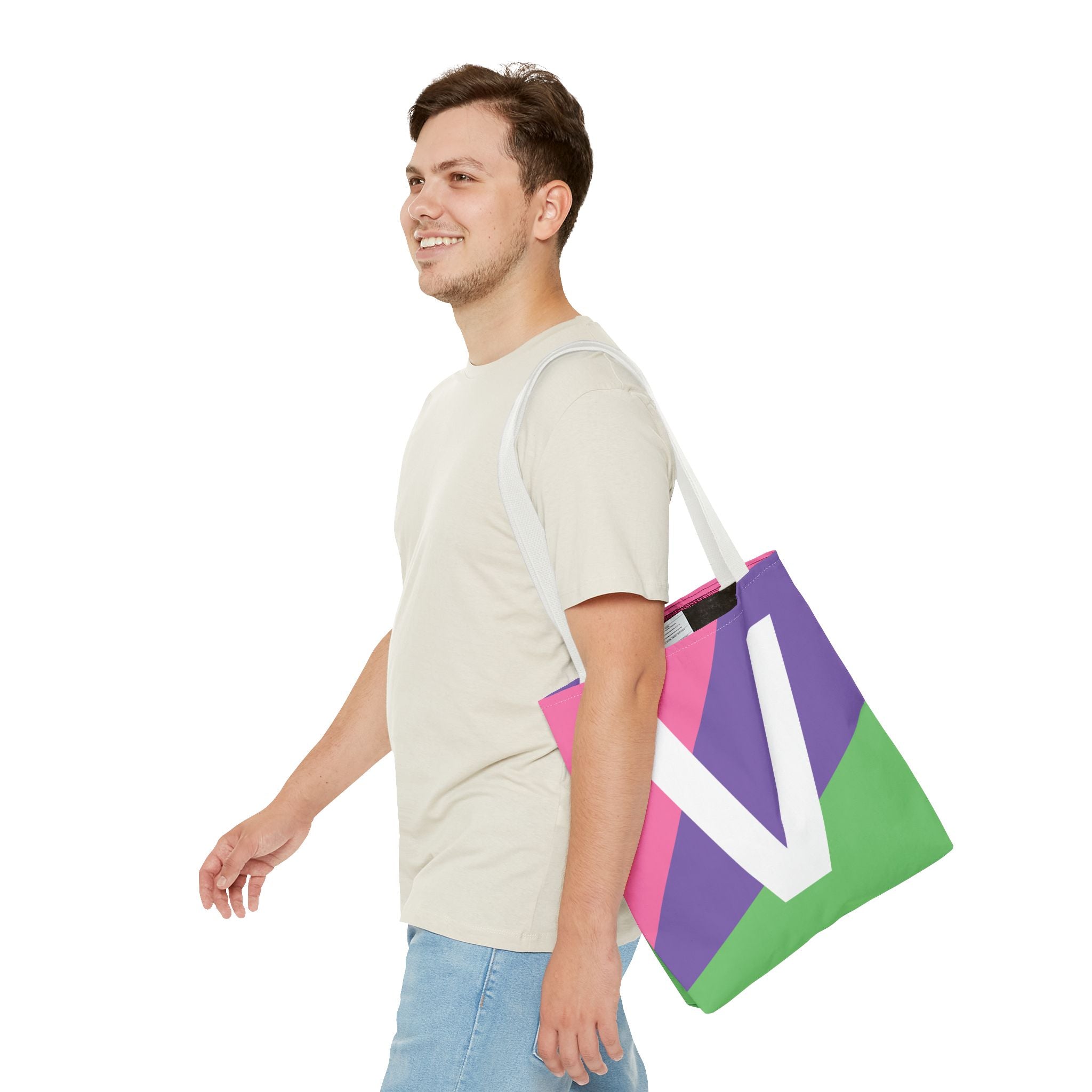 Monogram 'V' Colorblock Tote Bag — Personalized Initial V Shoulder Tote