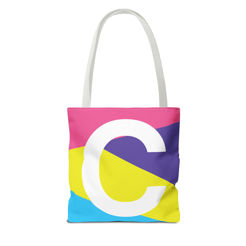 Monogram 'C' Colorblock Tote Bag — Personalized Initial C Shoulder Tote