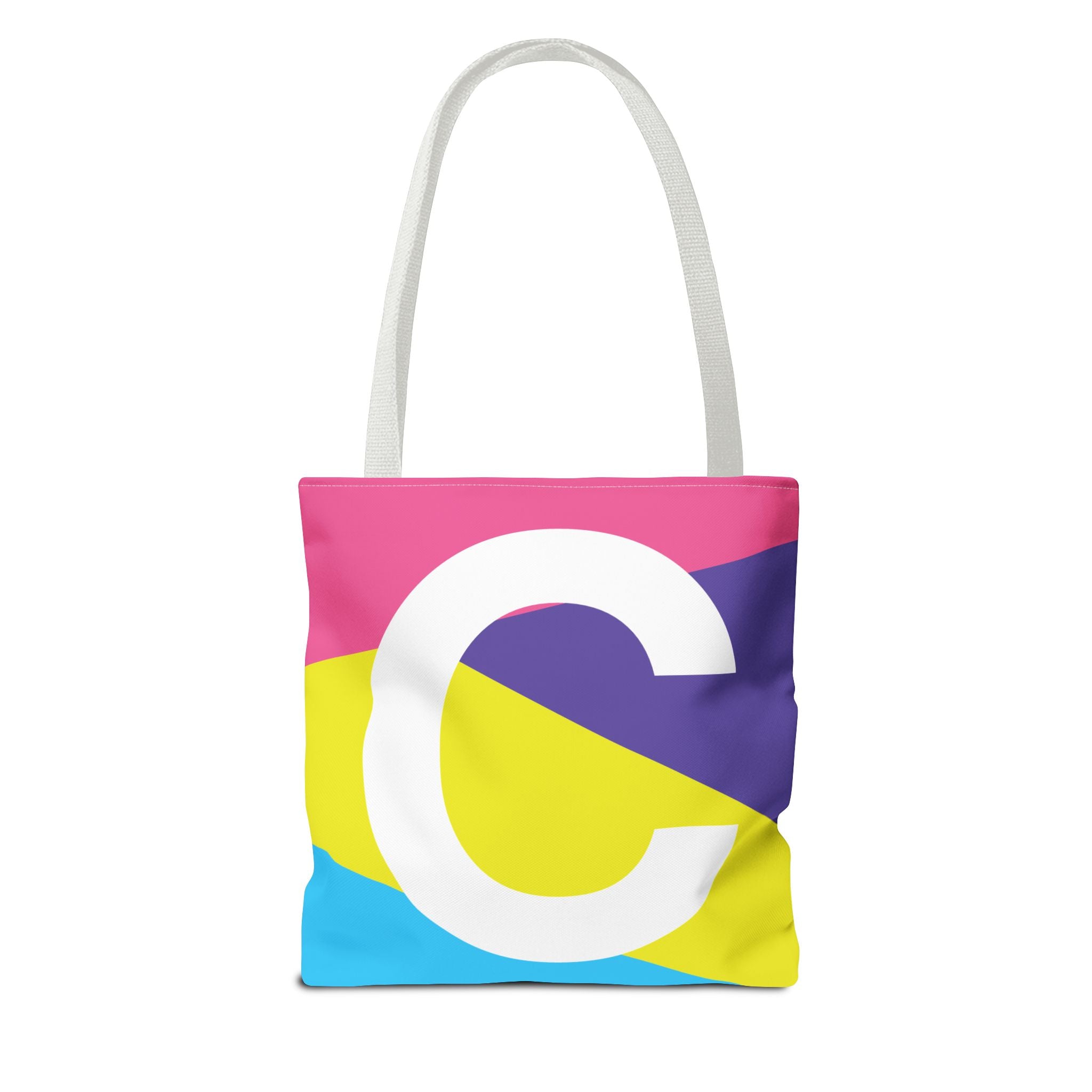 Monogram 'C' Colorblock Tote Bag — Personalized Initial C Shoulder Tote