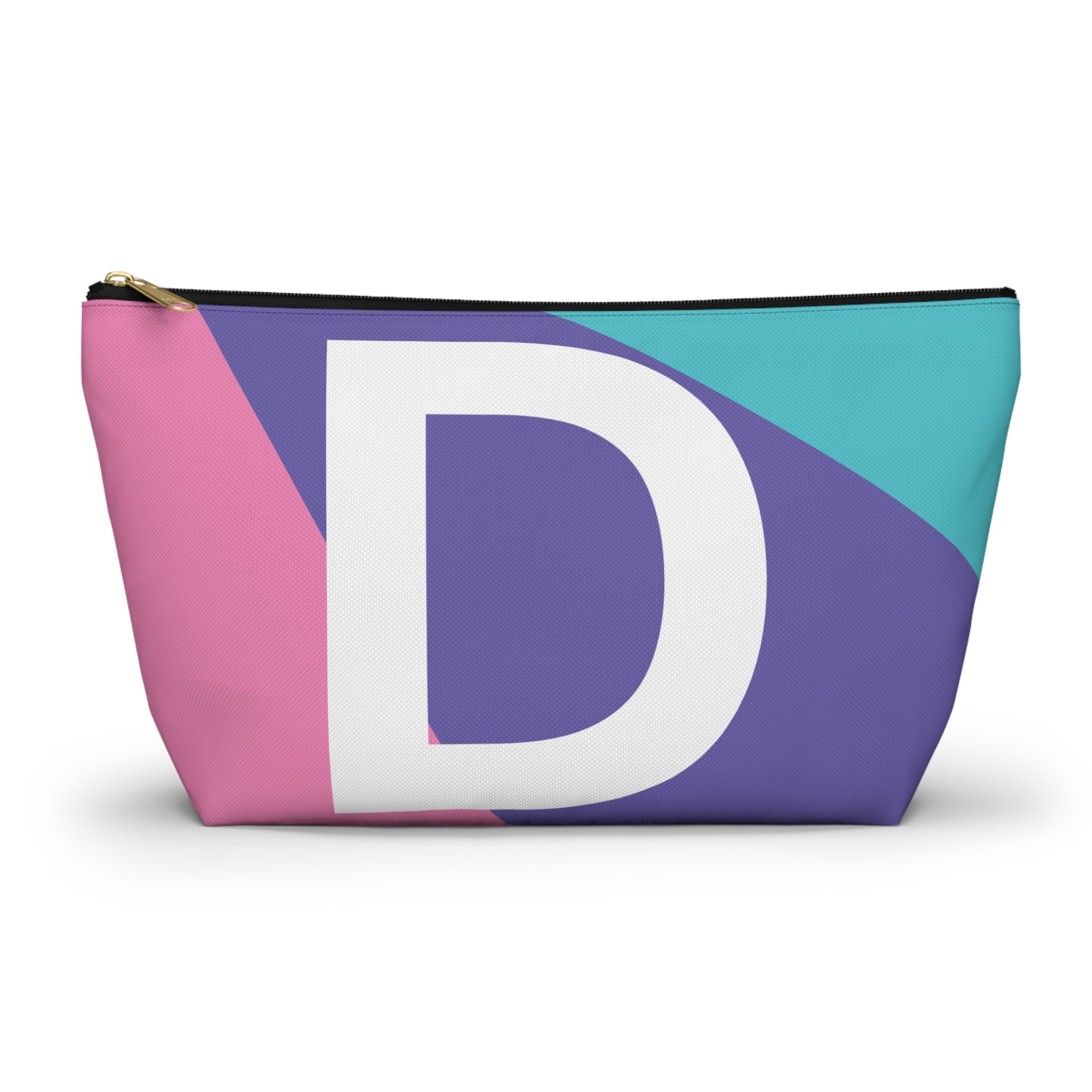 Initials Colorblock Accessory Pouch — Monogram D T-Bottom Cosmetic Bag