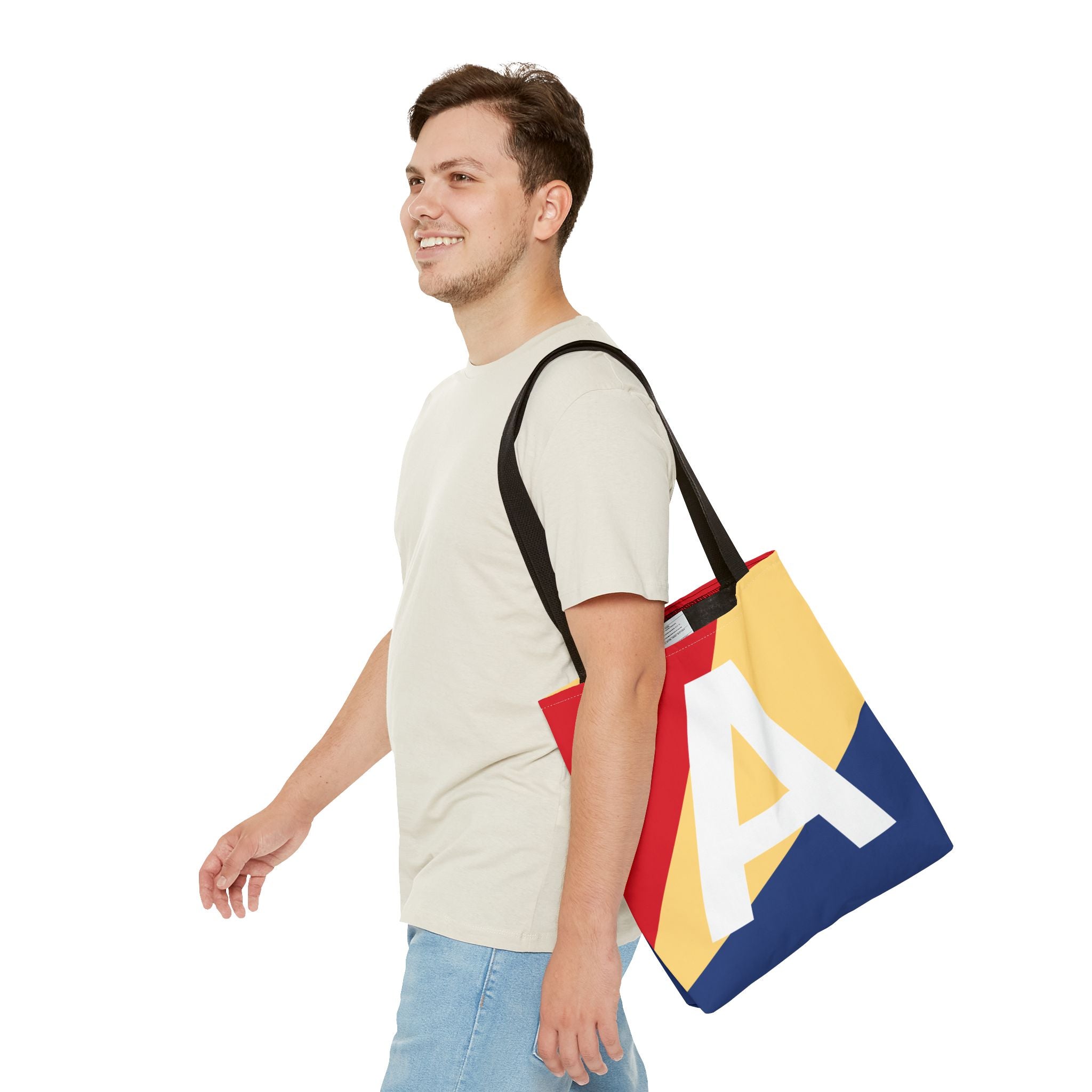 Monogram 'A' Colorblock Tote Bag — Personalized Initial A Shoulder Tote