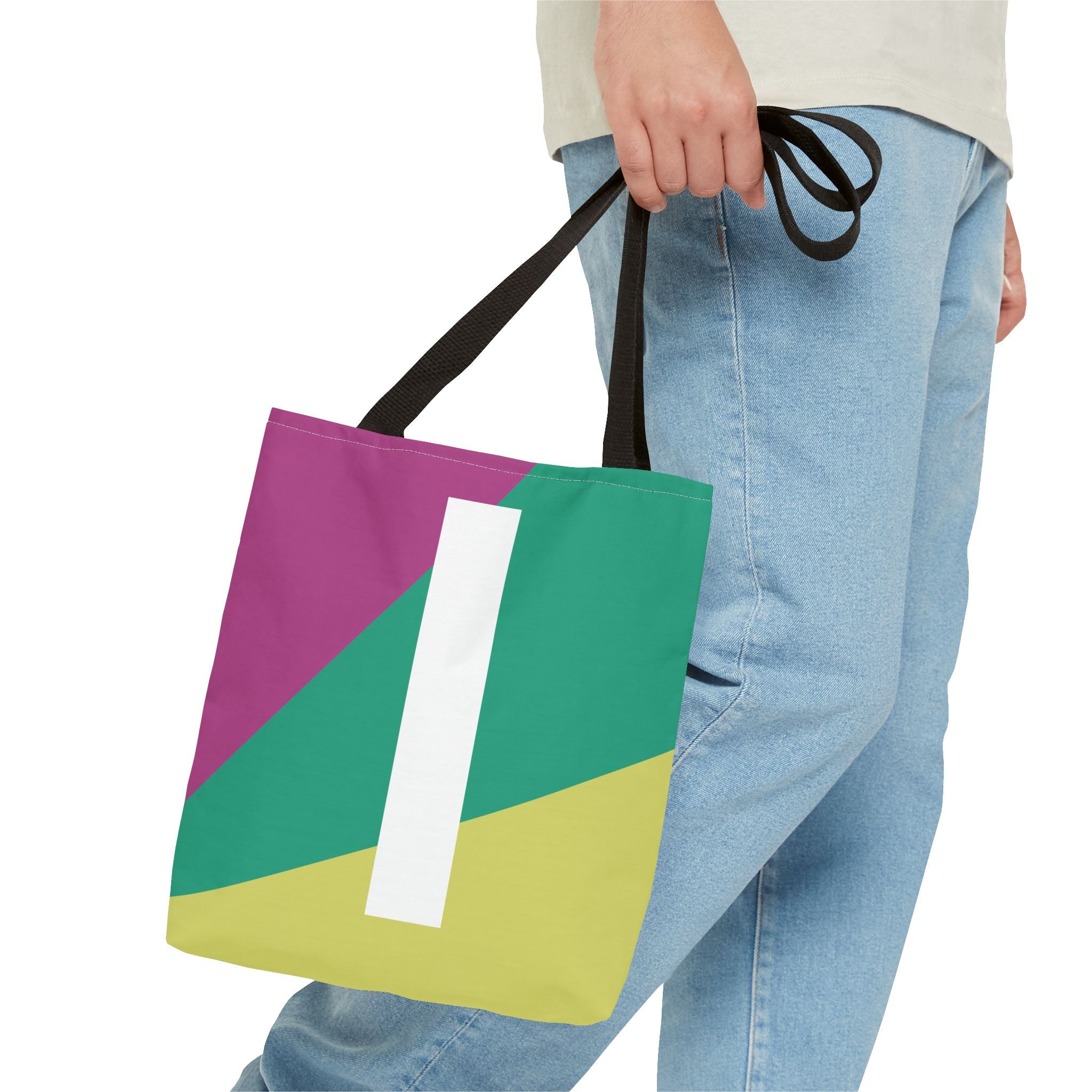Monogram 'I' Colorblock Tote Bag — Personalized Initial I Shoulder Tote