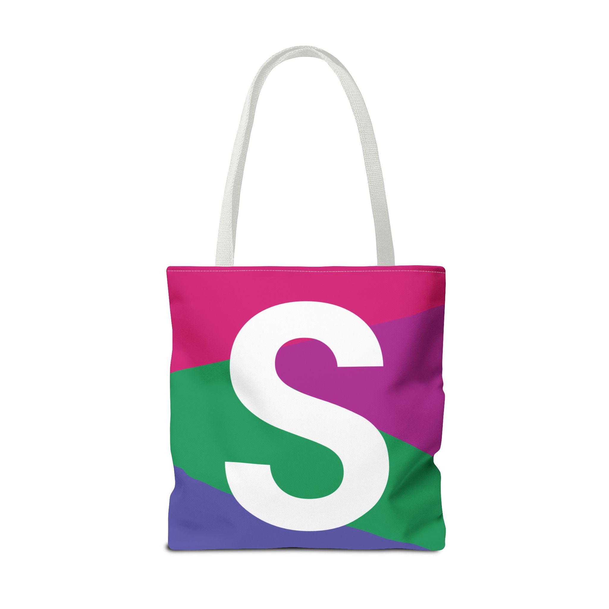 Monogram 'S' Colorblock Tote Bag — Personalized Initial S Shoulder Tote