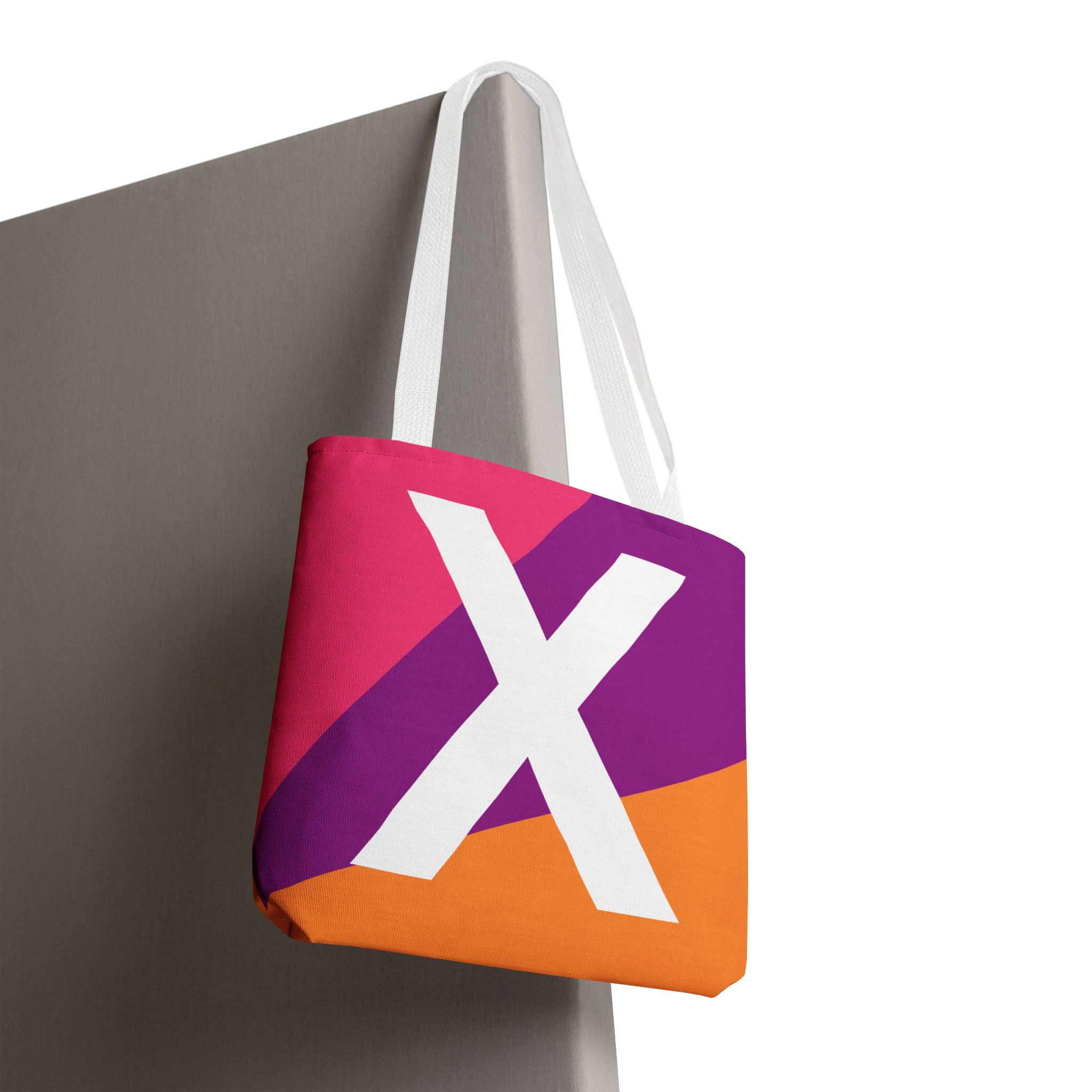 Monogram 'X' Colorblock Tote Bag — Personalized Initial X Shoulder Tote