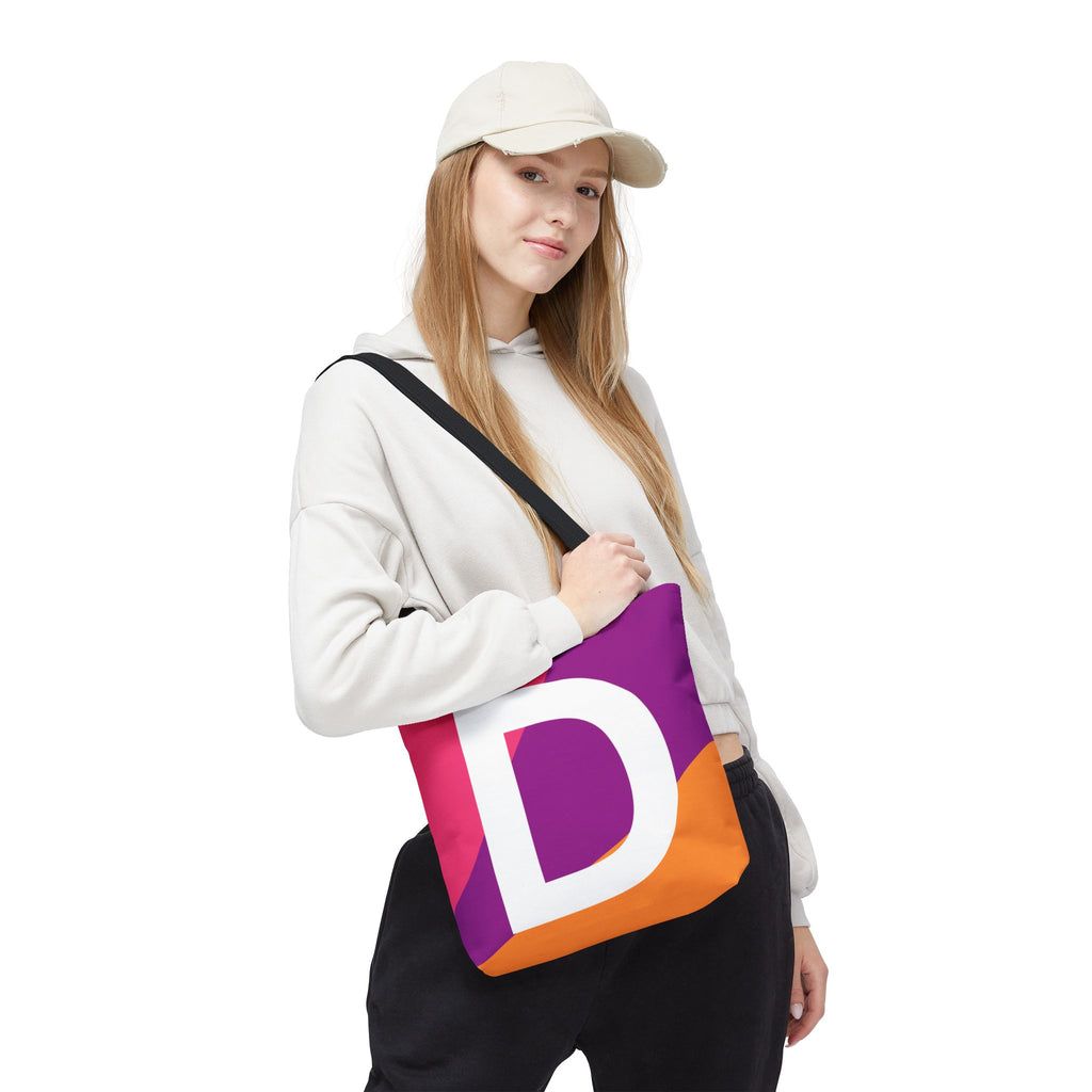 Monogram 'D' Colorblock Tote Bag — Personalized Initial D Shoulder Tote