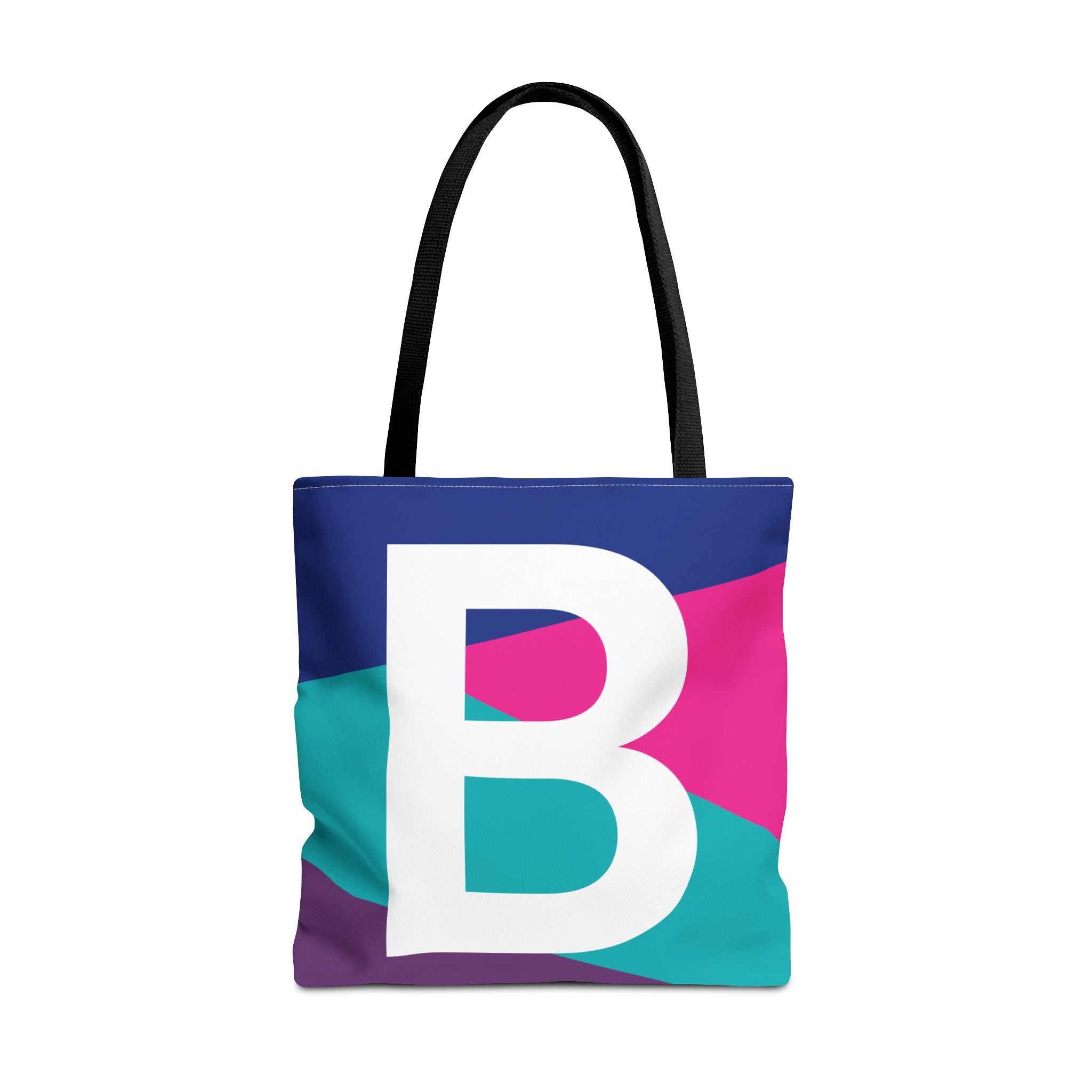 Monogram 'B' Colorblock Tote Bag — Personalized Initial B Shoulder Tote