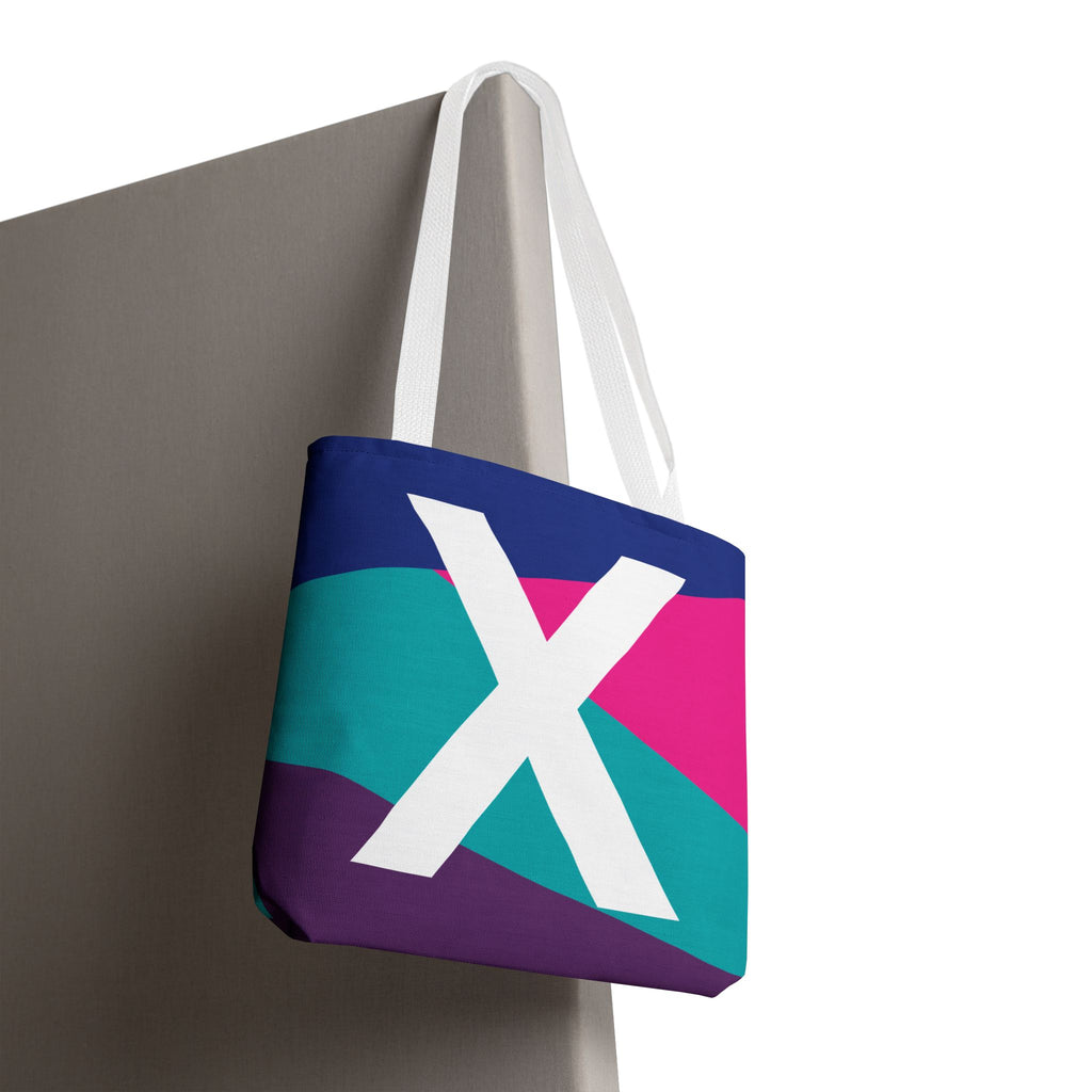 Monogram 'X' Colorblock Tote Bag — Personalized Initial X Shoulder Tote