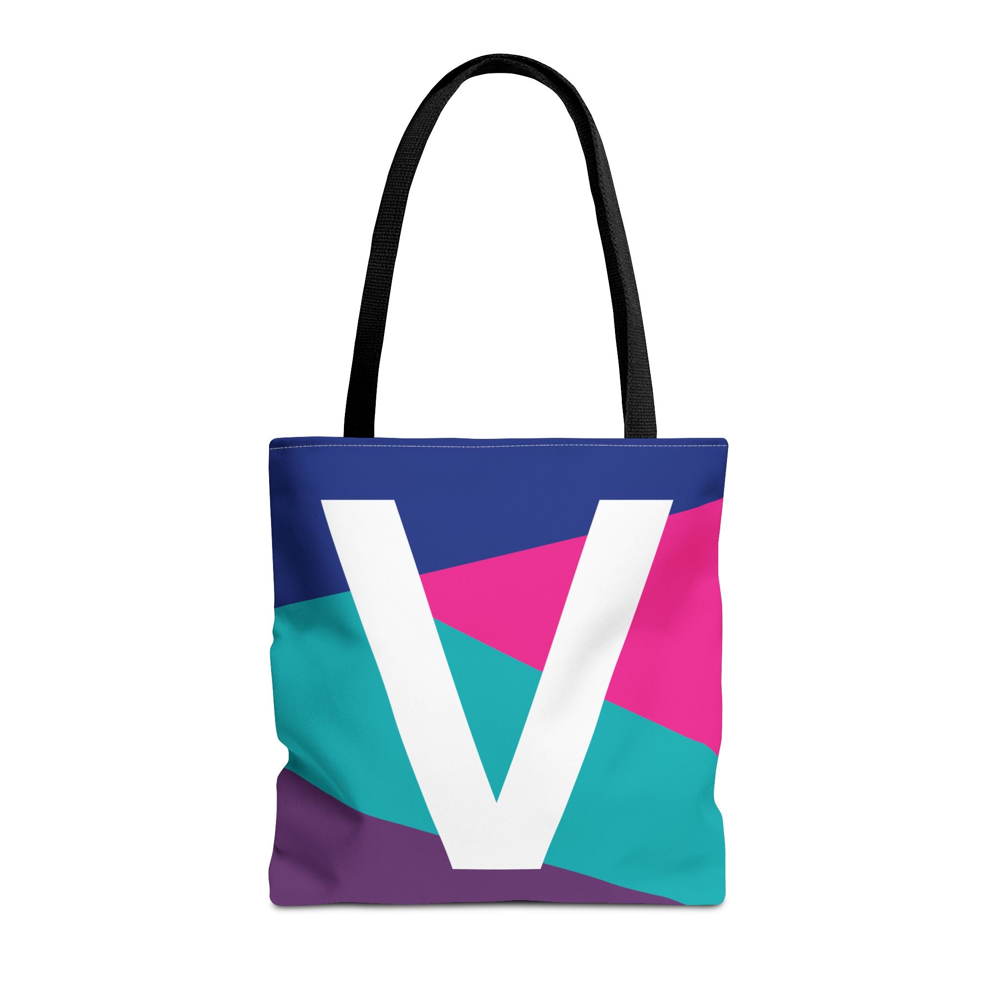 Monogram 'V' Colorblock Tote Bag — Personalized Initial V Shoulder Tote