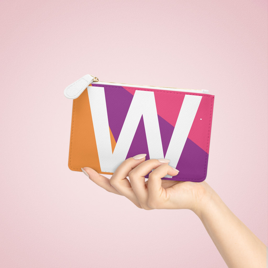 Initial W Mini Clutch — Colorblock Monogram Wristlet Wallet
