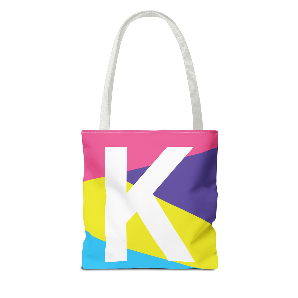 Monogram 'K' Colorblock Tote Bag — Personalized Initial K Shoulder Tote