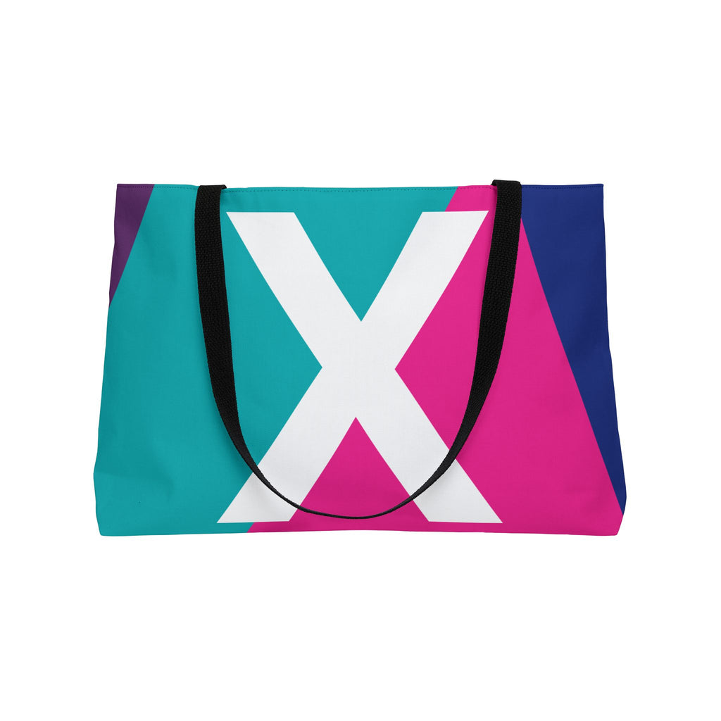 Personalized 'X' Colorblock Tote Bag — Monogram Weekender Tote