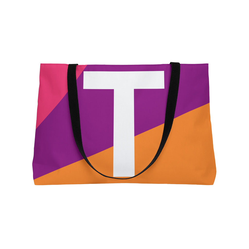 Personalized 'T' Colorblock Tote Bag — Monogram Weekender Tote