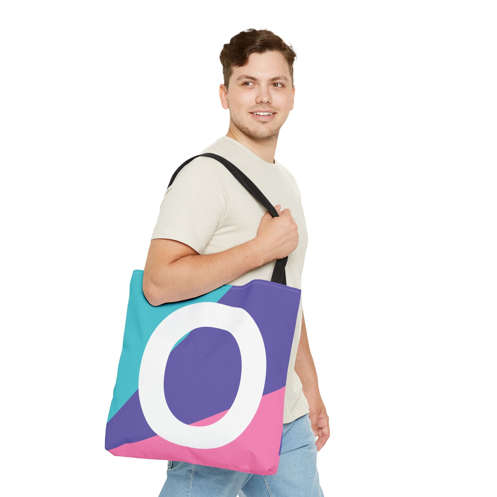 Monogram 'O' Colorblock Tote Bag — Personalized Initial O Shoulder Tote