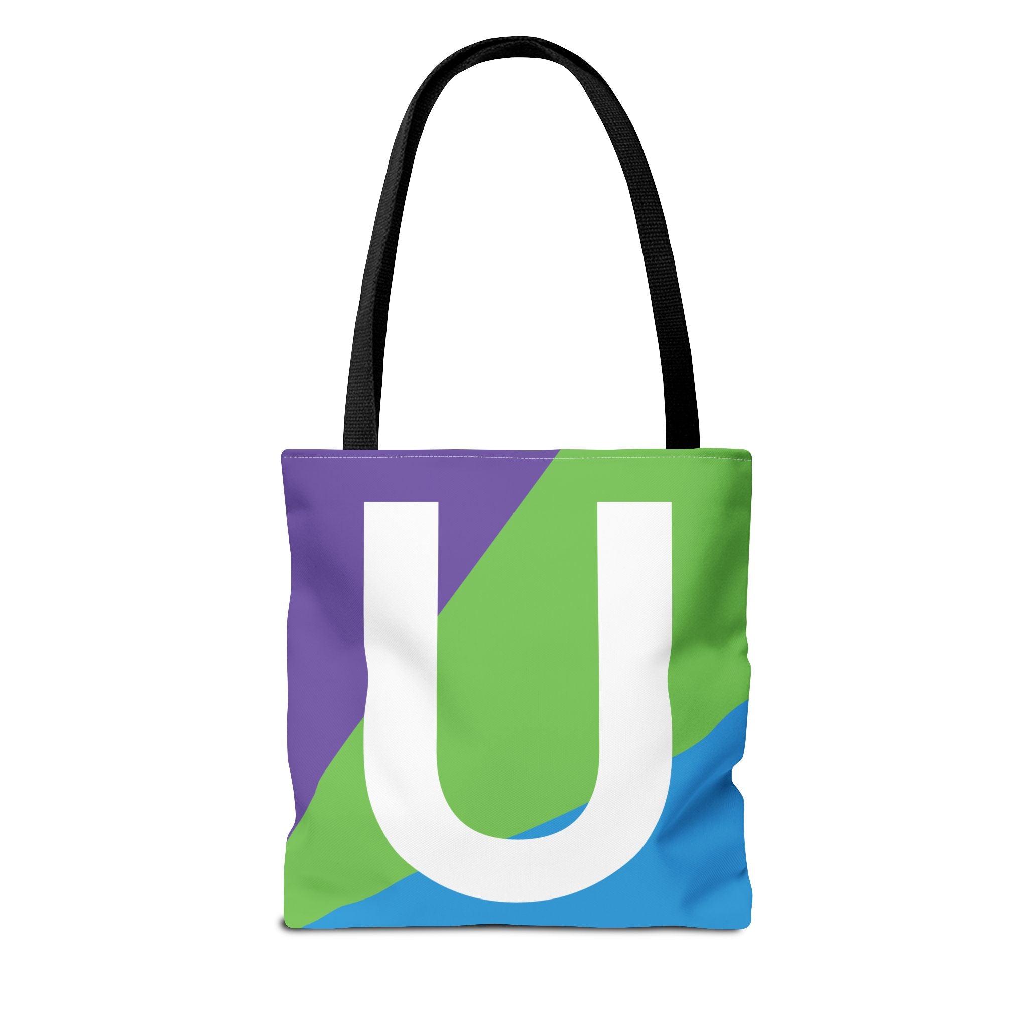 Monogram 'U' Colorblock Tote Bag — Personalized Initial U Shoulder Tote