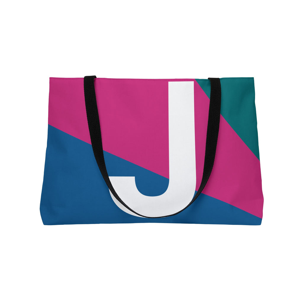 Personalized 'J' Colorblock Tote Bag — Monogram Weekender Tote