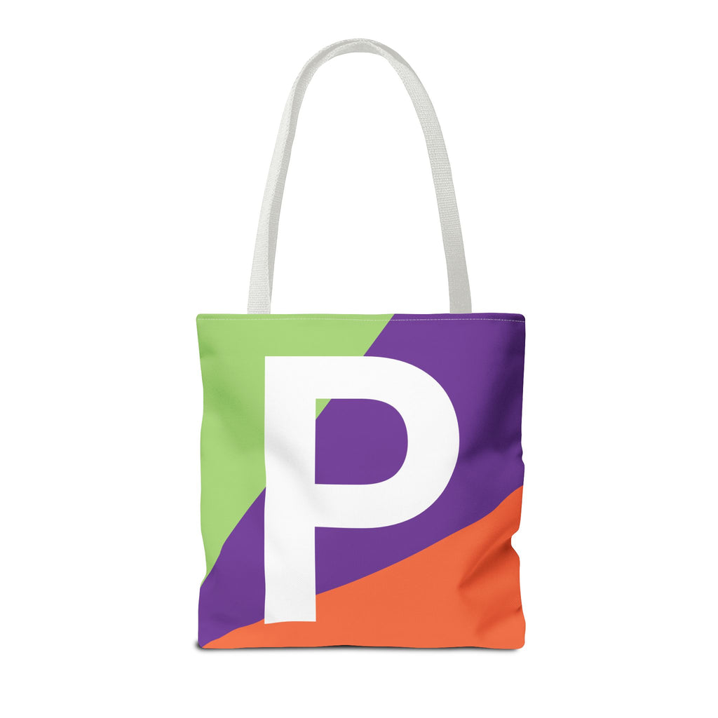 Monogram 'P' Colorblock Tote Bag — Personalized Initial P Shoulder Tote