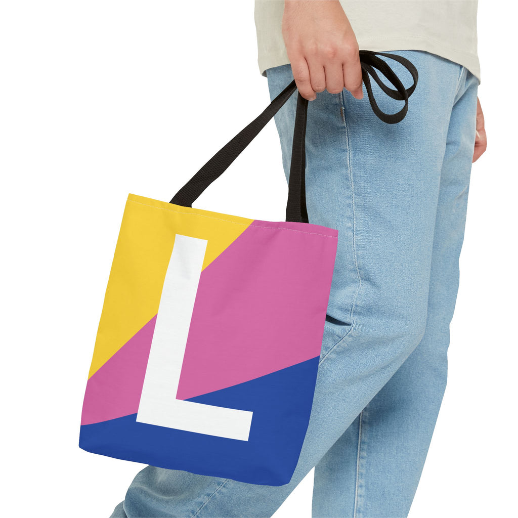 Monogram 'L' Colorblock Tote Bag — Personalized Initial L Shoulder Tote
