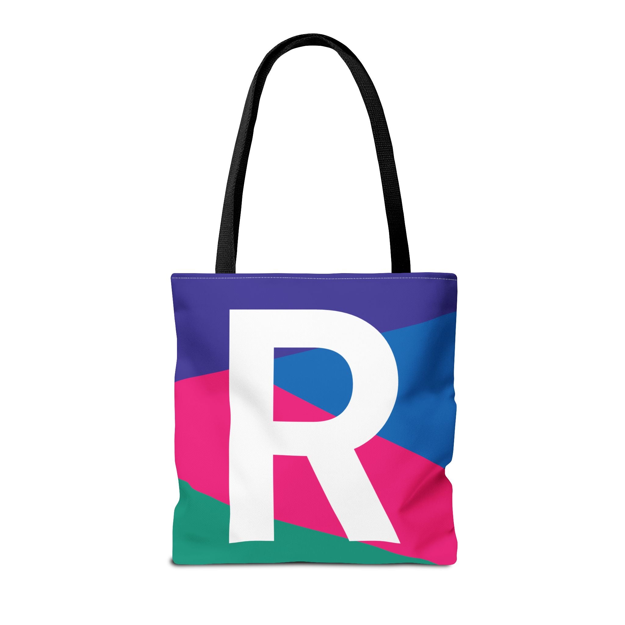 Monogram 'R' Colorblock Tote Bag — Personalized Initial R Shoulder Tote