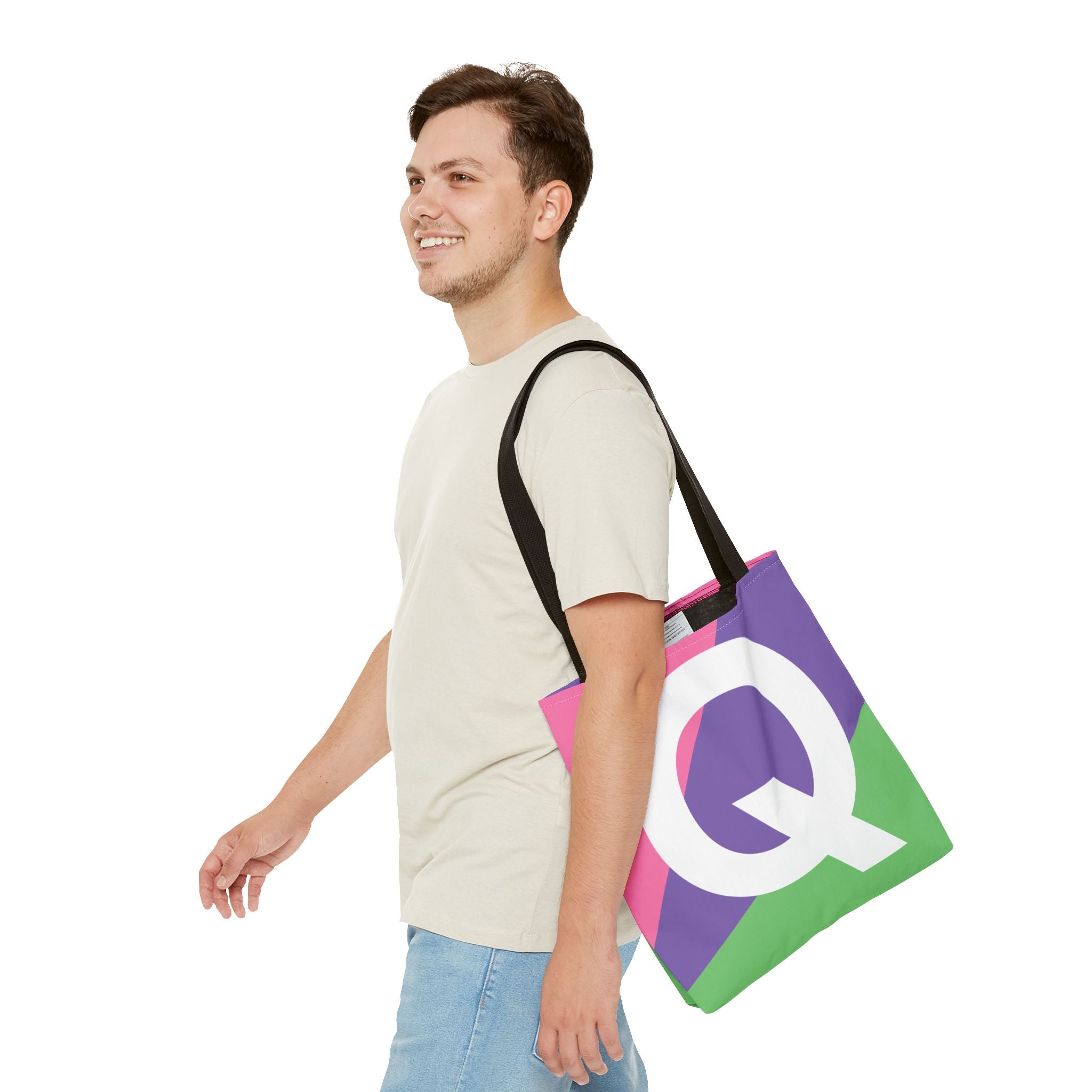 Monogram 'Q' Colorblock Tote Bag — Personalized Initial Q Shoulder Tote