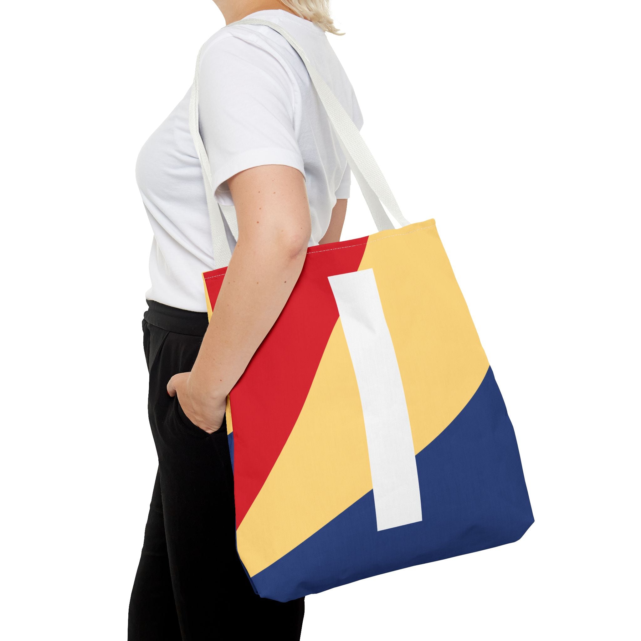 Monogram 'I' Colorblock Tote Bag — Personalized Initial I Shoulder Tote