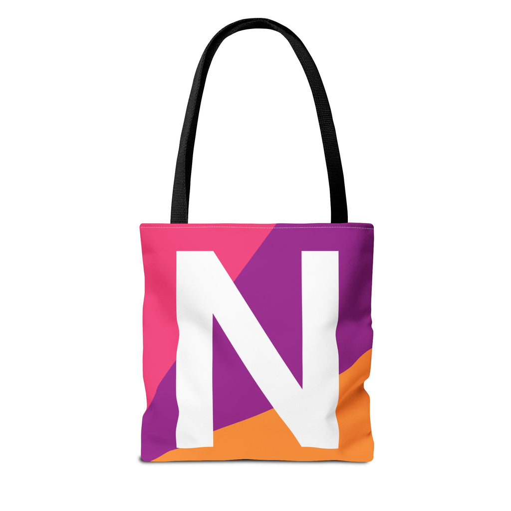 Monogram 'N' Colorblock Tote Bag — Personalized Initial N Shoulder Tote