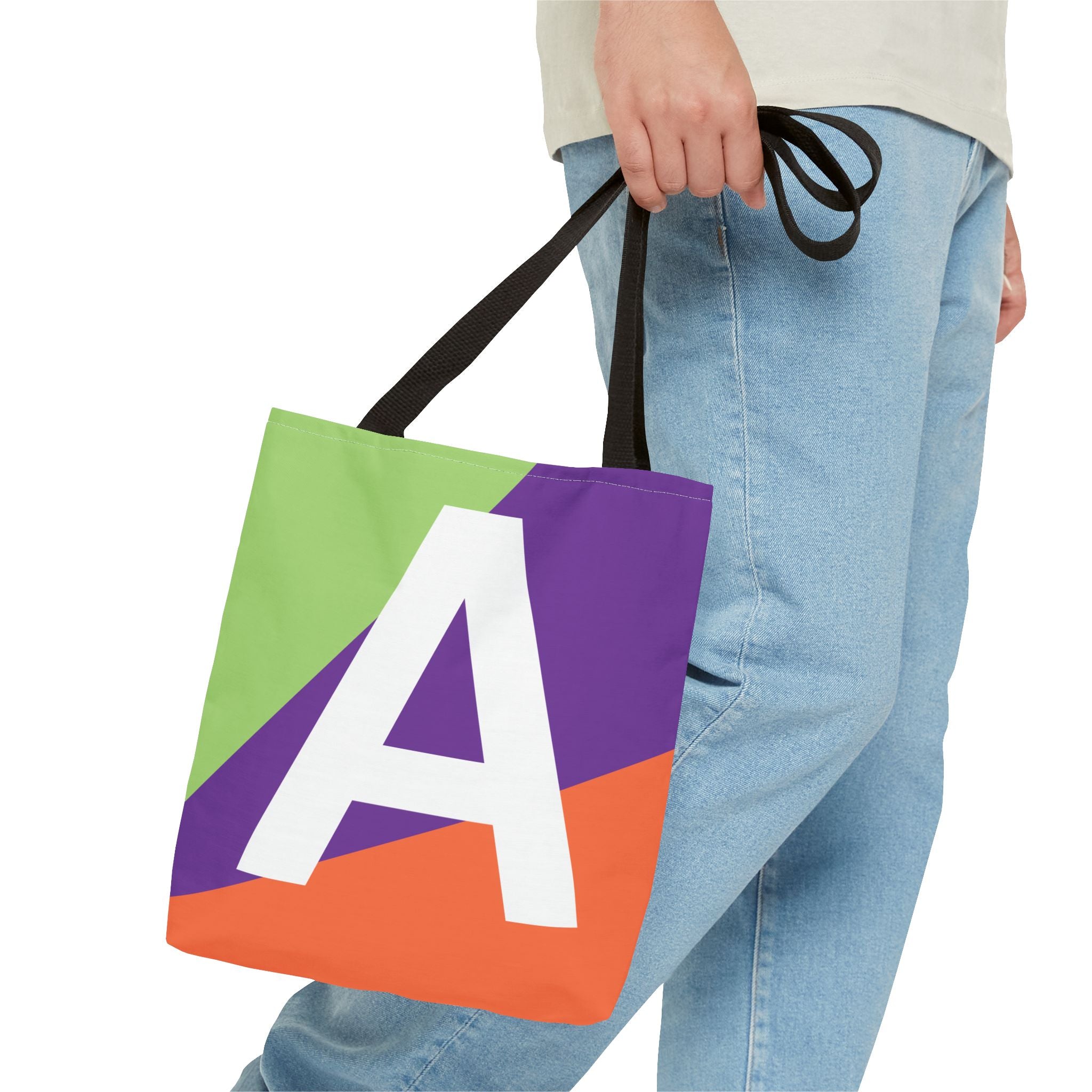 Monogram 'A' Colorblock Tote Bag — Personalized Initial A Shoulder Tote