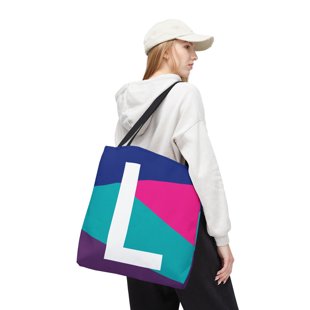 Monogram 'L' Colorblock Tote Bag — Personalized Initial L Shoulder Tote