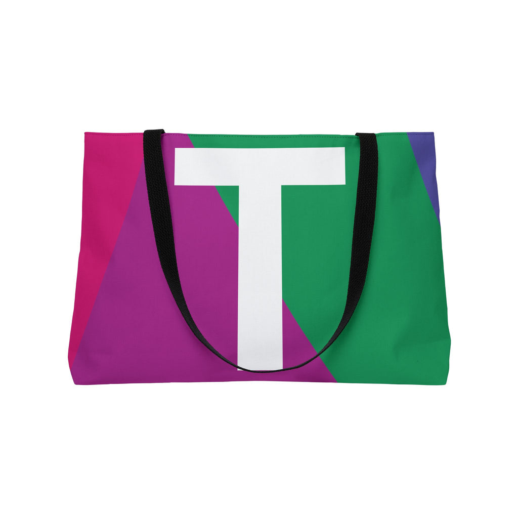 Personalized 'T' Colorblock Tote Bag — Monogram Weekender Tote