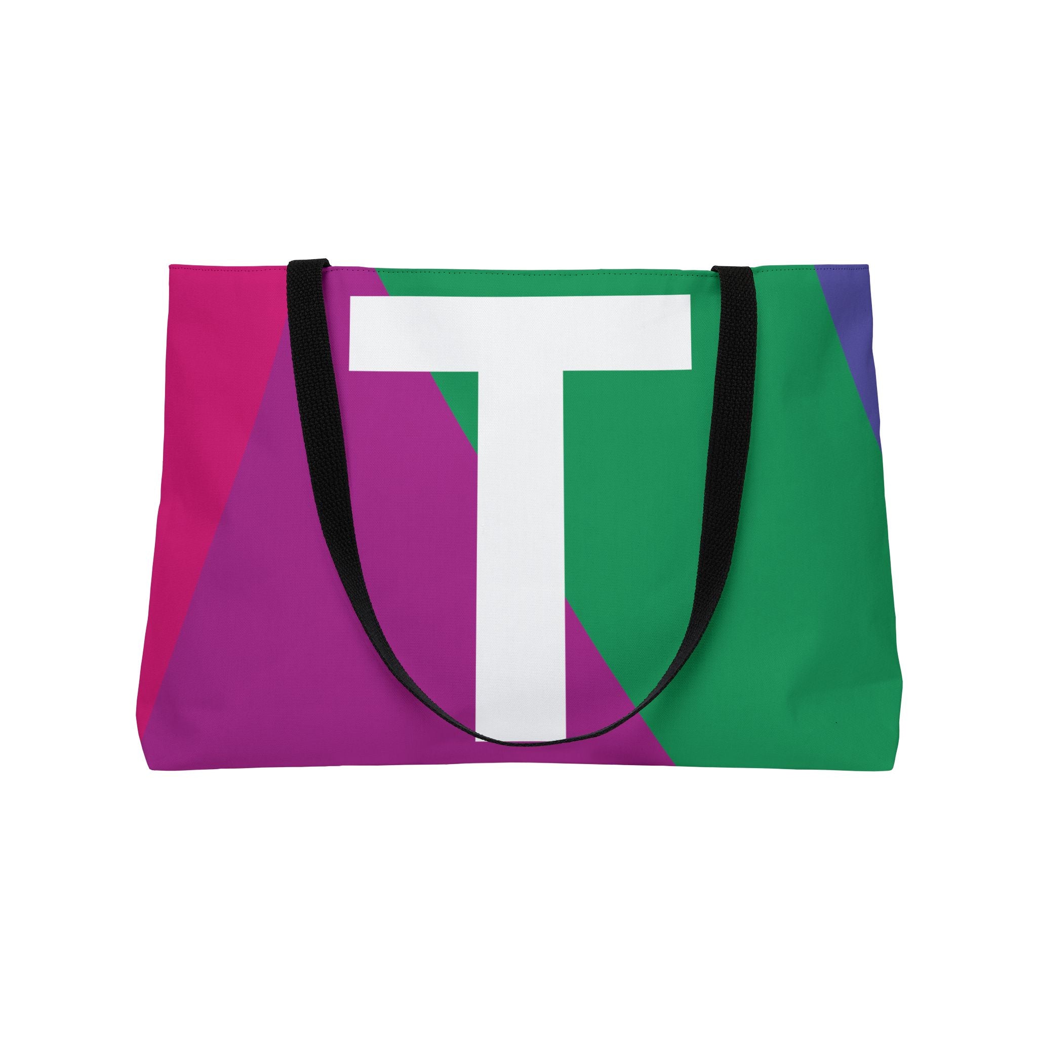 Personalized 'T' Colorblock Tote Bag — Monogram Weekender Tote