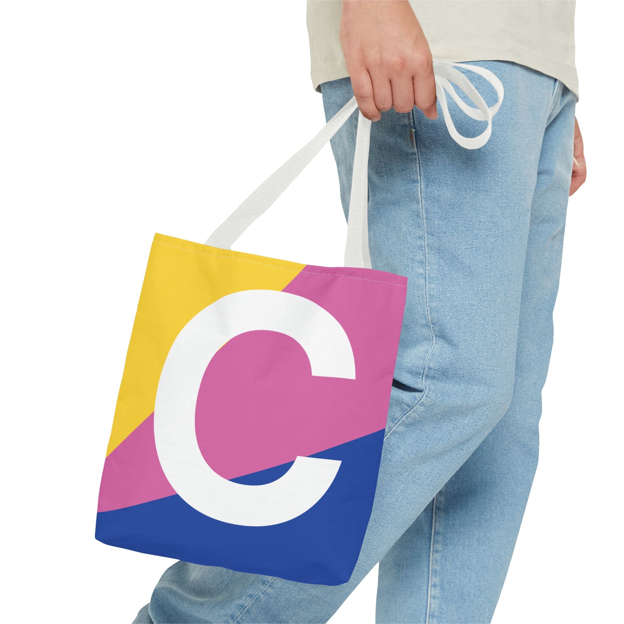Monogram 'C' Colorblock Tote Bag — Personalized Initial C Shoulder Tote