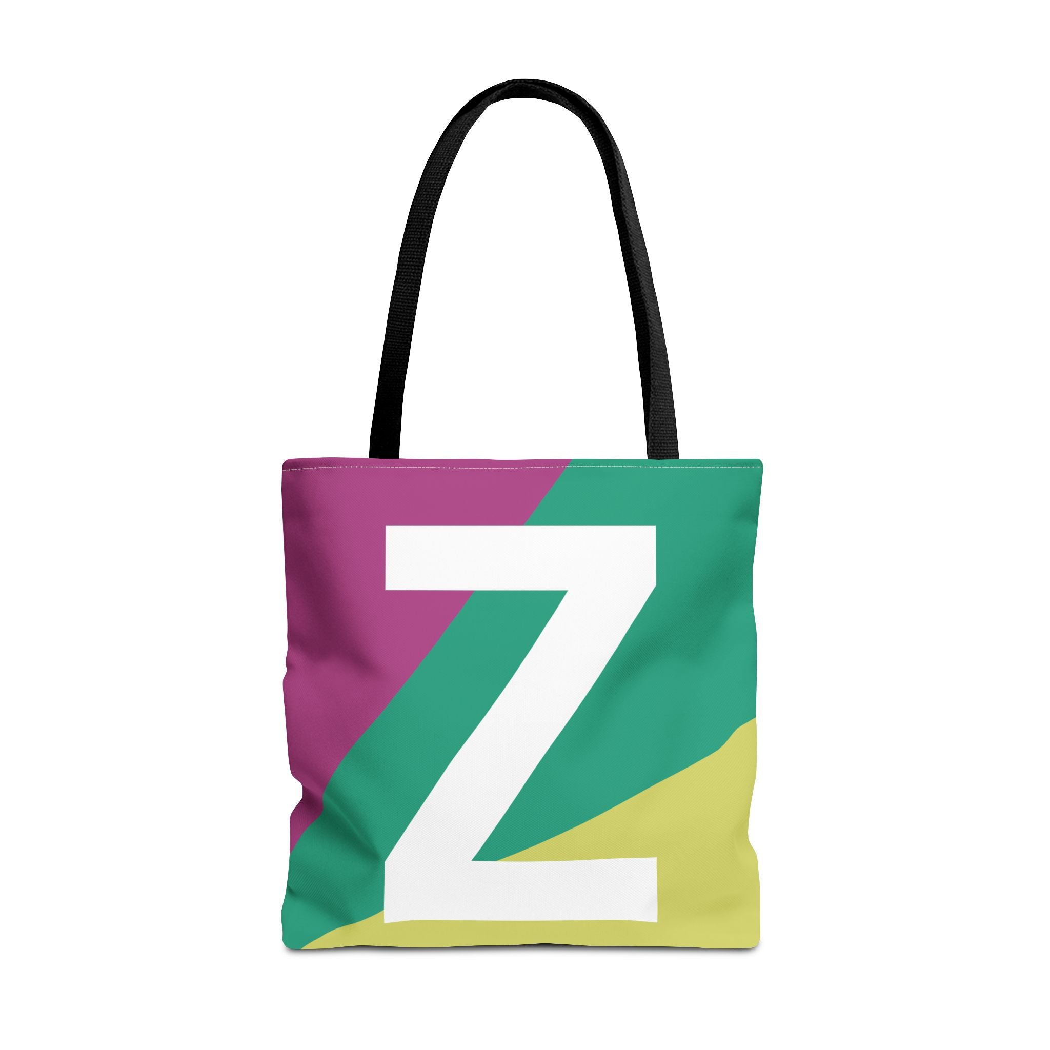 Monogram 'Z' Colorblock Tote Bag — Personalized Initial Z Shoulder Tote
