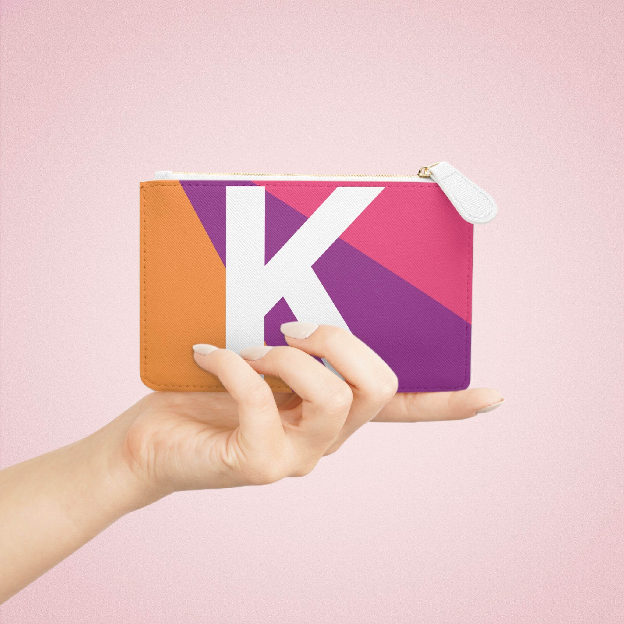 Initial K Mini Clutch — Colorblock Monogram Wristlet Wallet