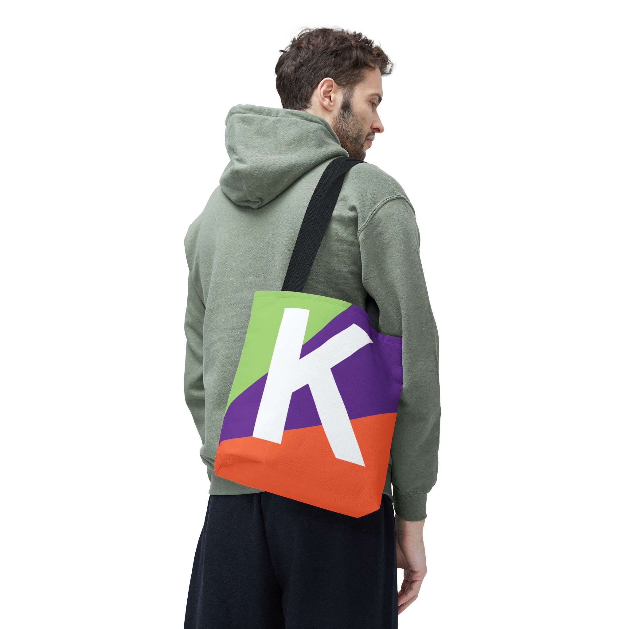 Monogram 'K' Colorblock Tote Bag — Personalized Initial K Shoulder Tote