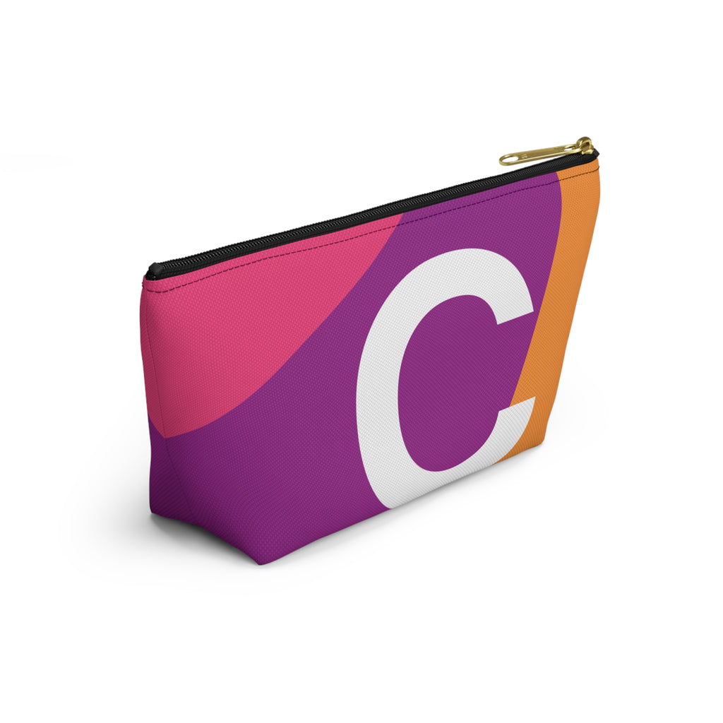Initials Colorblock Accessory Pouch — Monogram C T-Bottom Cosmetic Bag