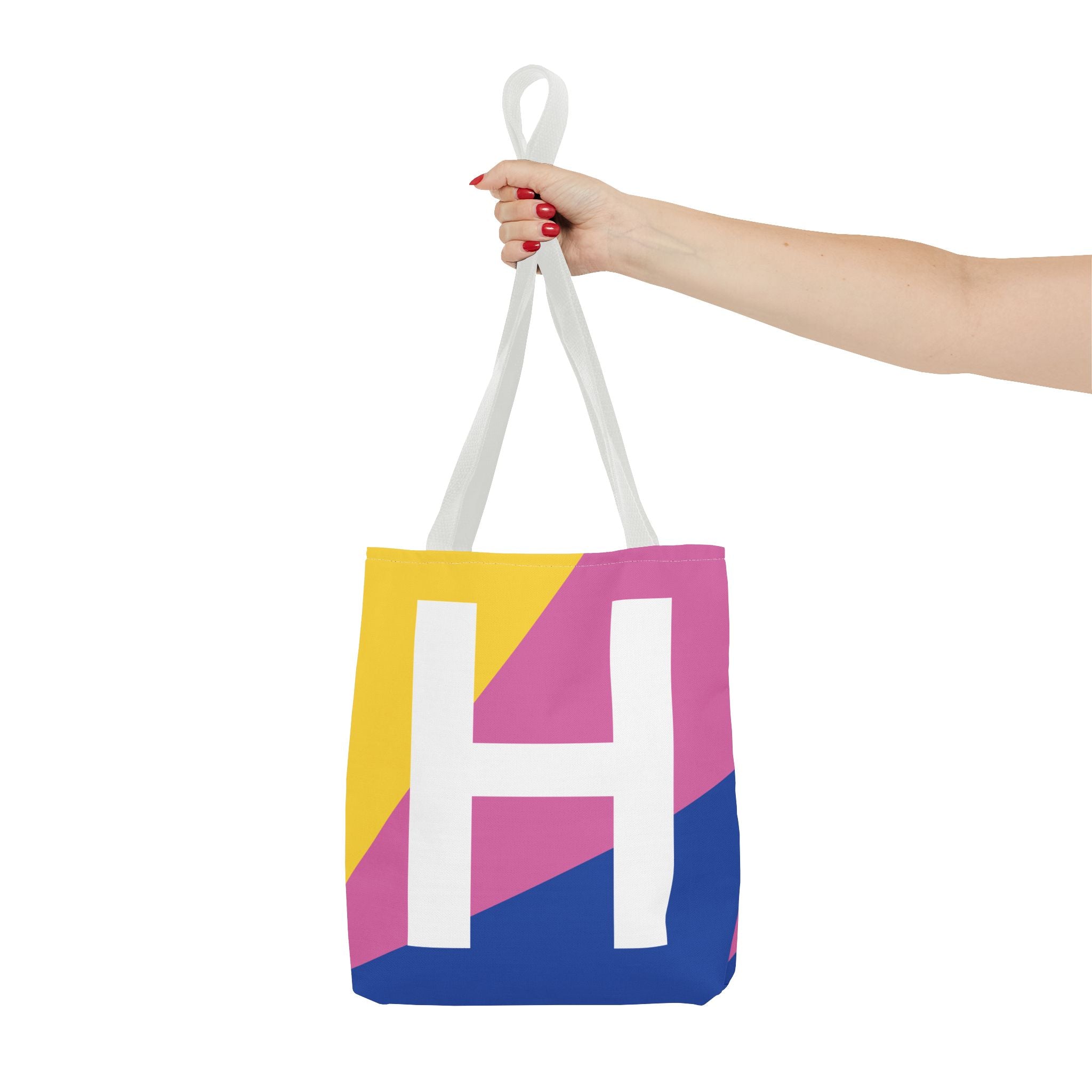 Monogram 'H' Colorblock Tote Bag — Personalized Initial H Shoulder Tote
