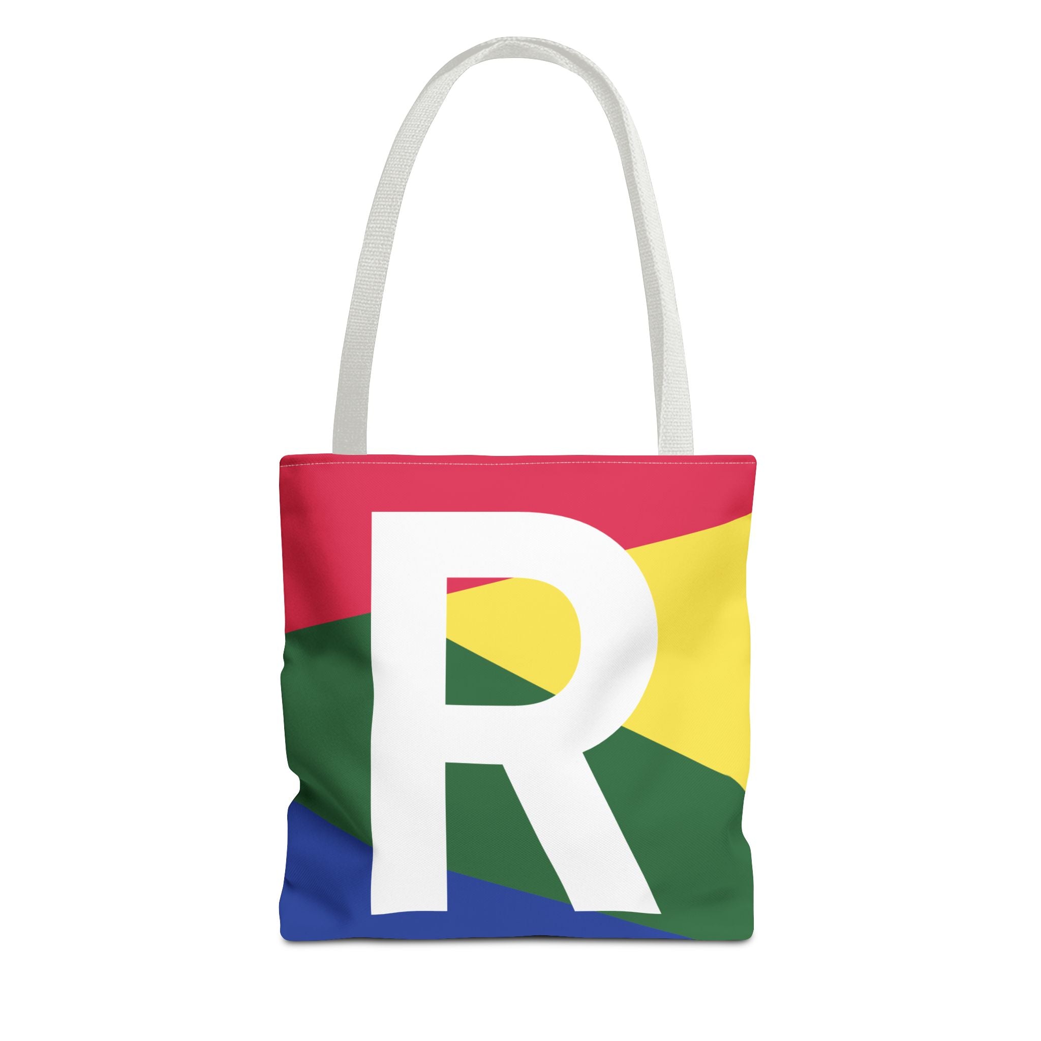 Monogram 'R' Colorblock Tote Bag — Personalized Initial R Shoulder Tote
