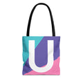 Monogram 'U' Colorblock Tote Bag — Personalized Initial U Shoulder Tote