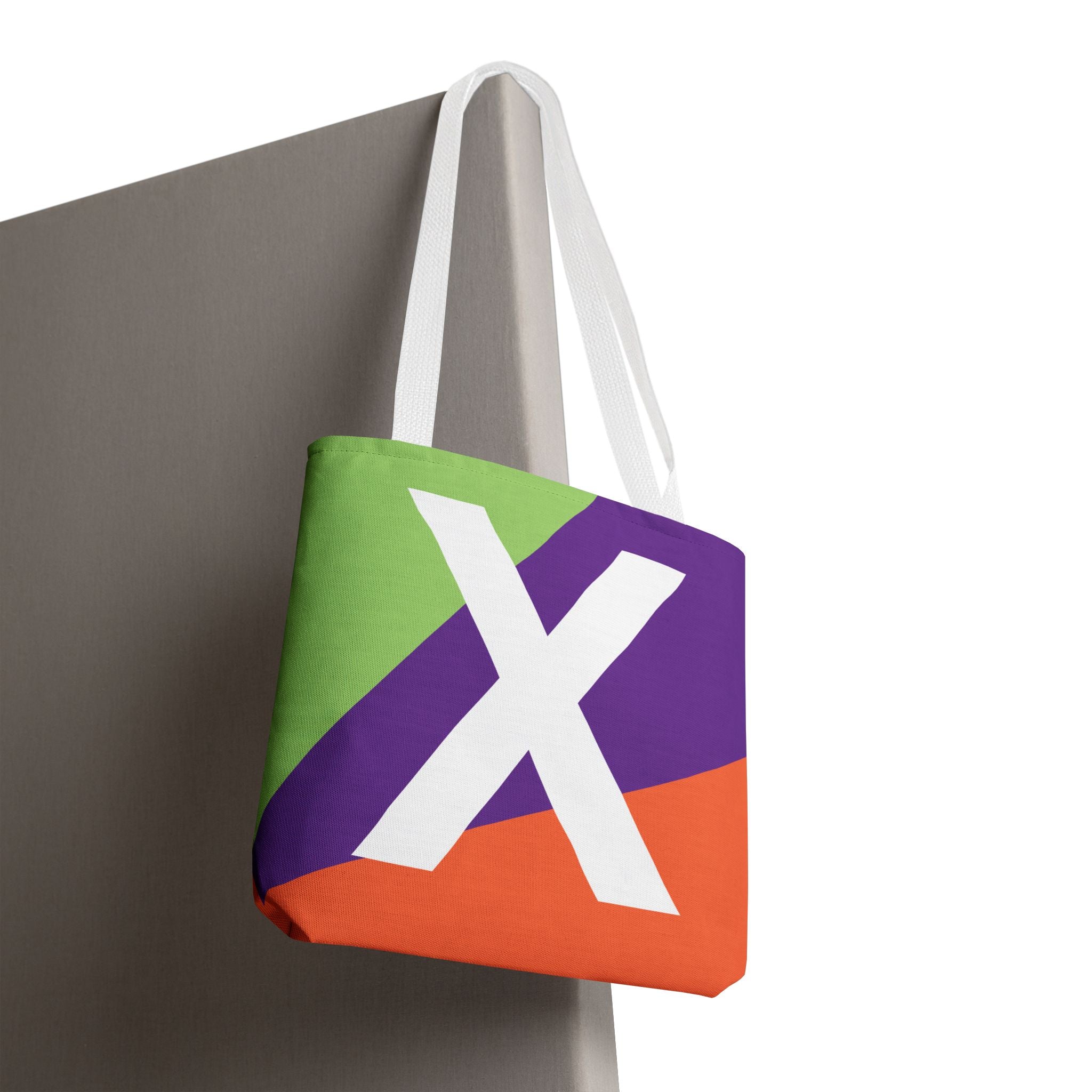 Monogram 'X' Colorblock Tote Bag — Personalized Initial X Shoulder Tote