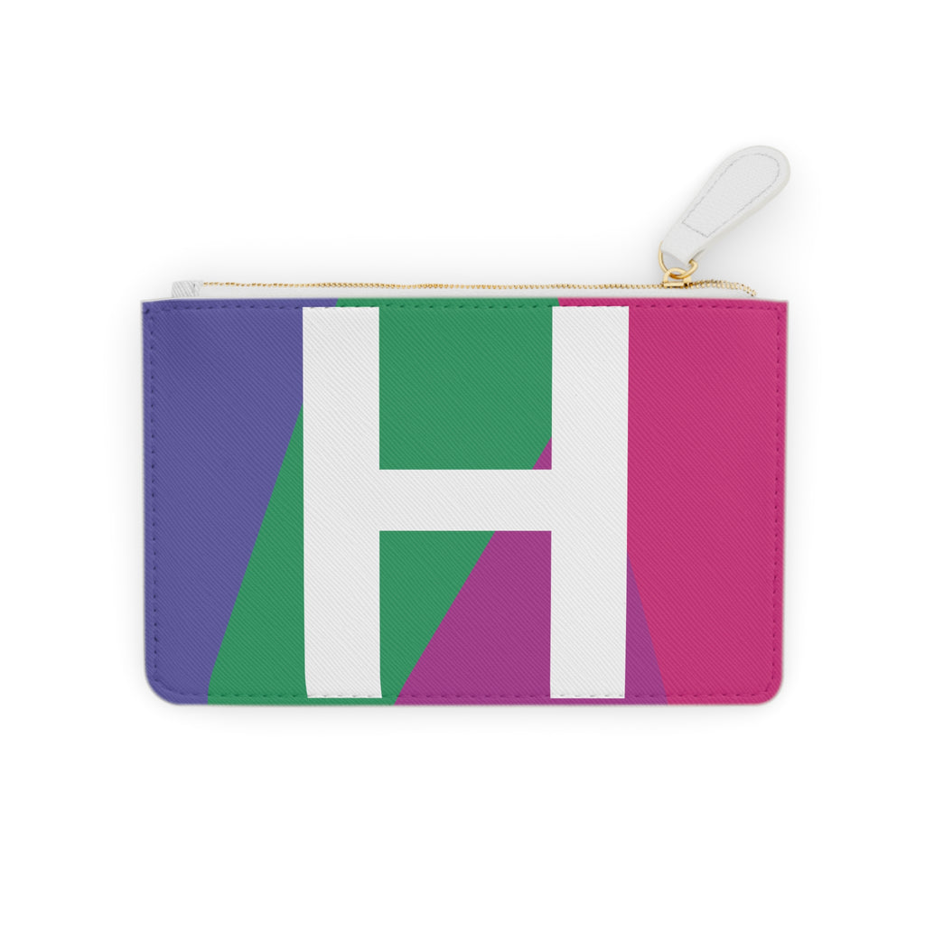 Initial H Mini Clutch — Colorblock Monogram Wristlet Wallet