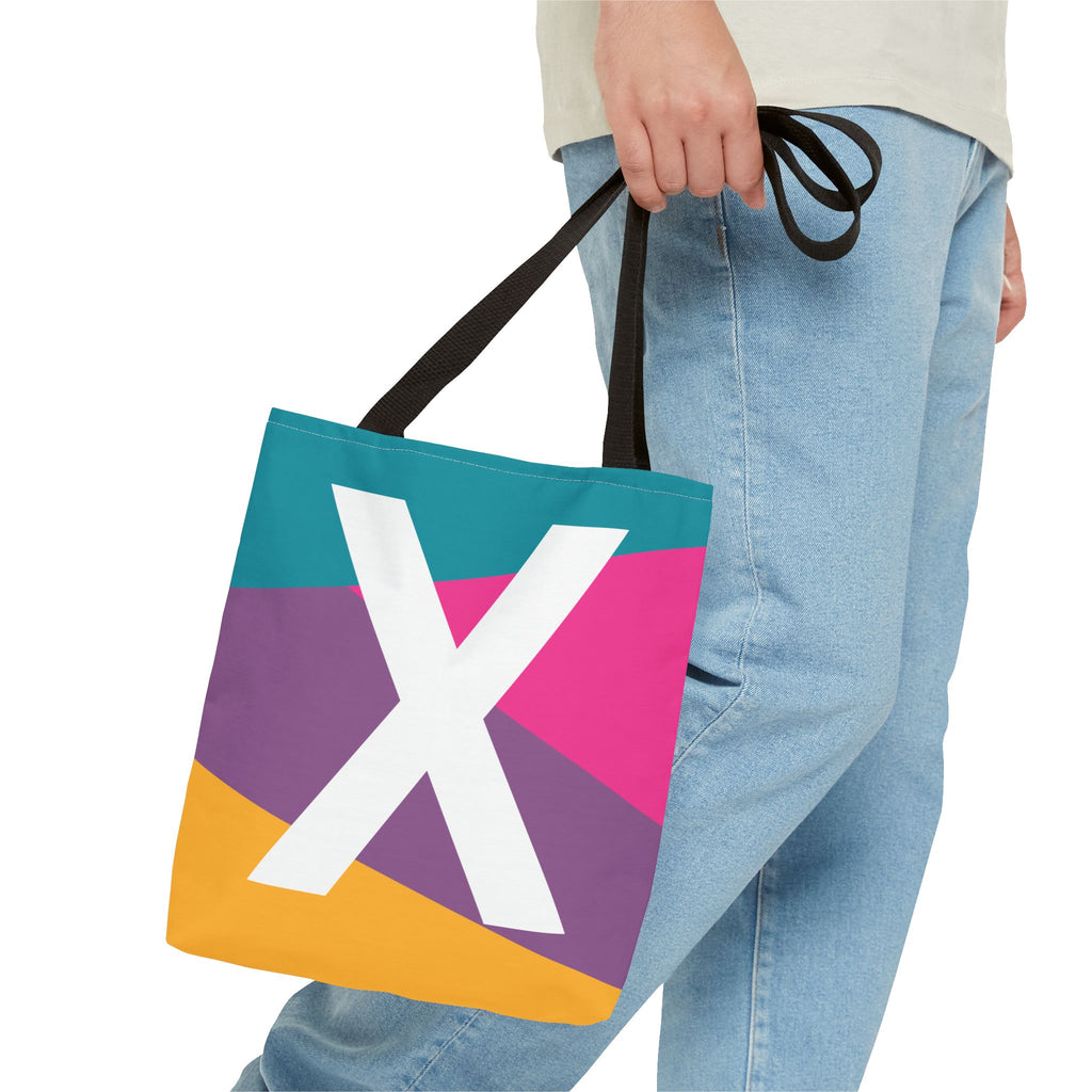 Monogram 'X' Colorblock Tote Bag — Personalized Initial X Shoulder Tote