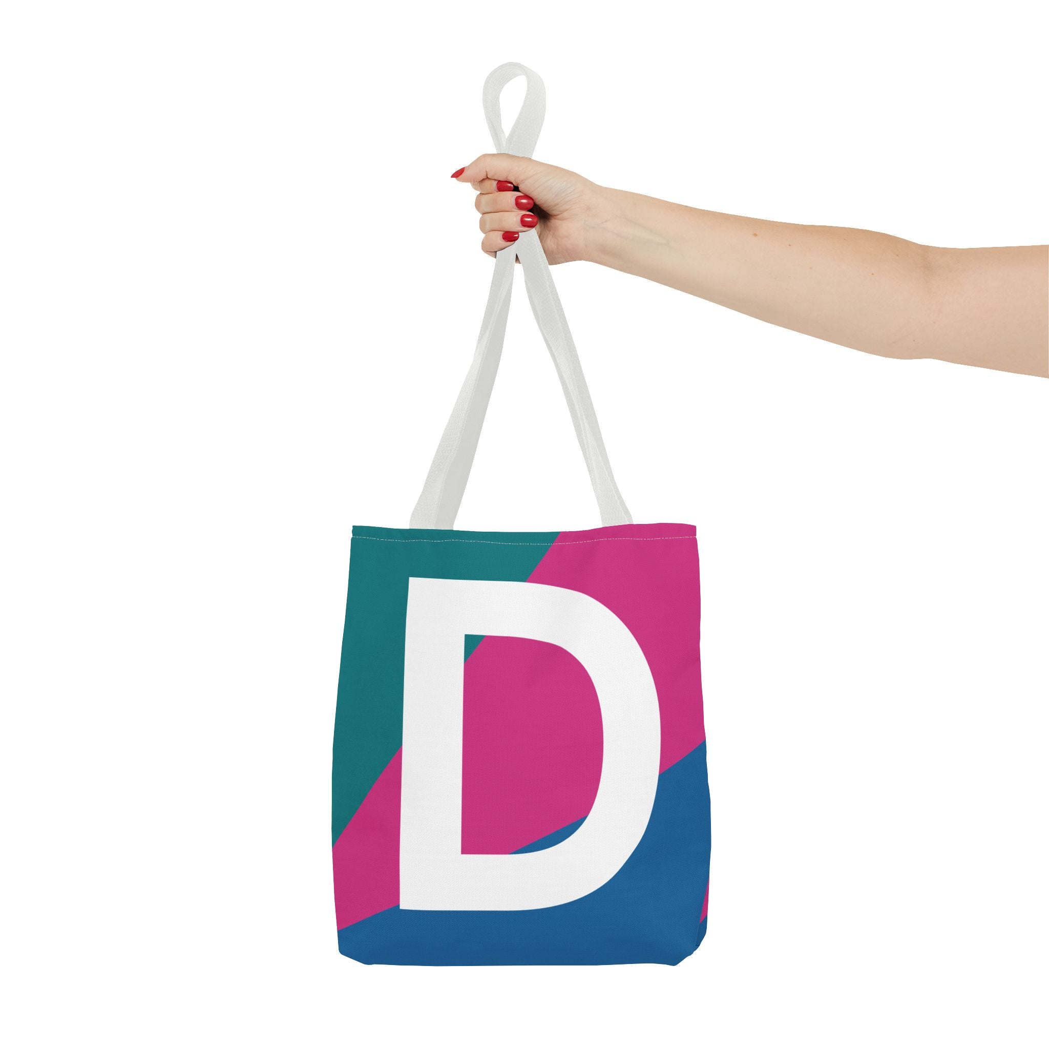 Monogram 'D' Colorblock Tote Bag — Personalized Initial D Shoulder Tote