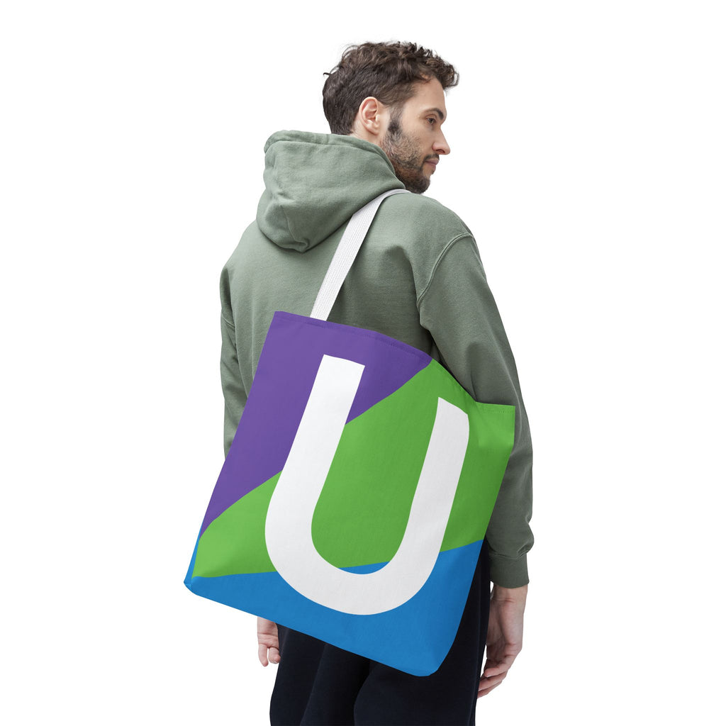 Monogram 'U' Colorblock Tote Bag — Personalized Initial U Shoulder Tote