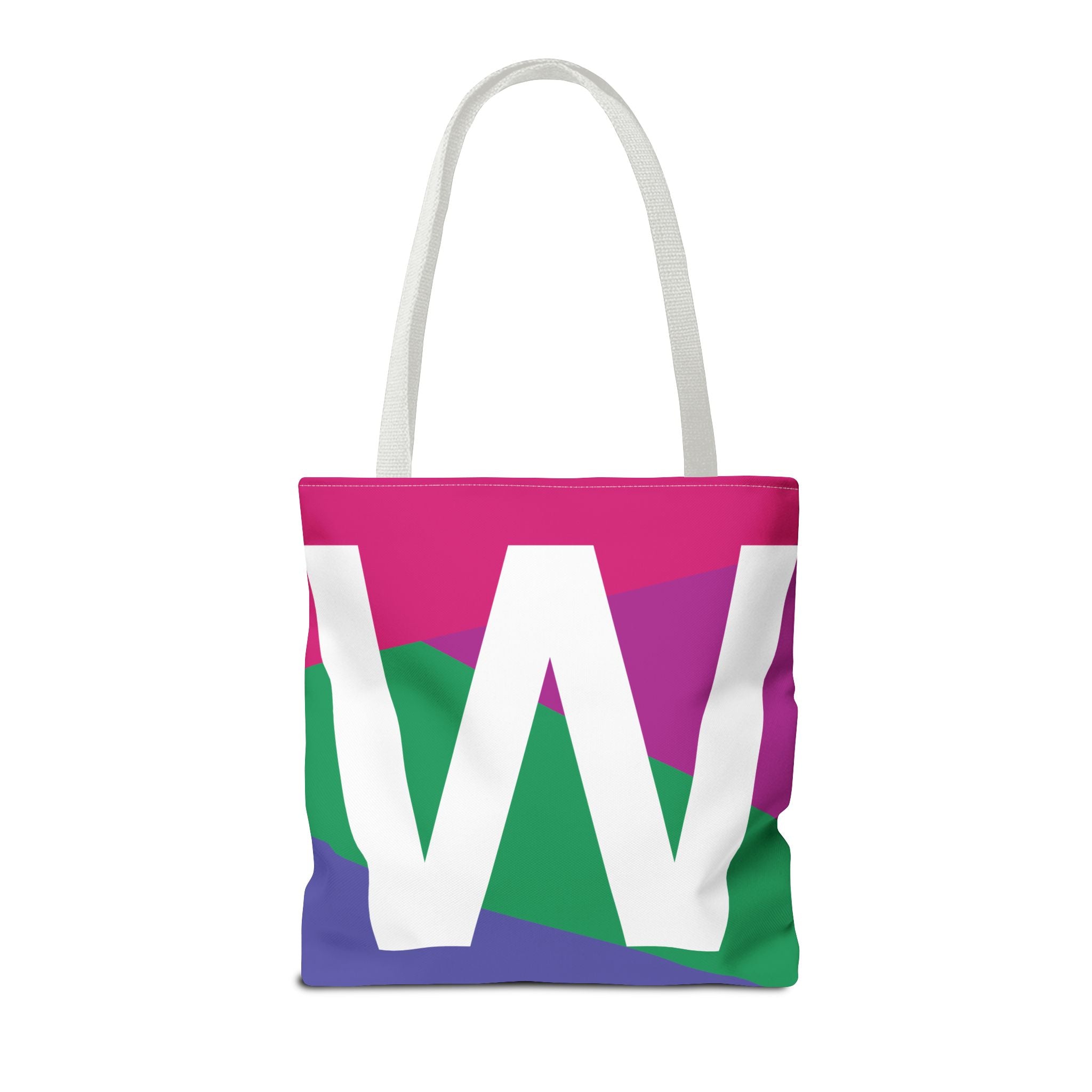 Monogram 'W' Colorblock Tote Bag — Personalized Initial W Shoulder Tote