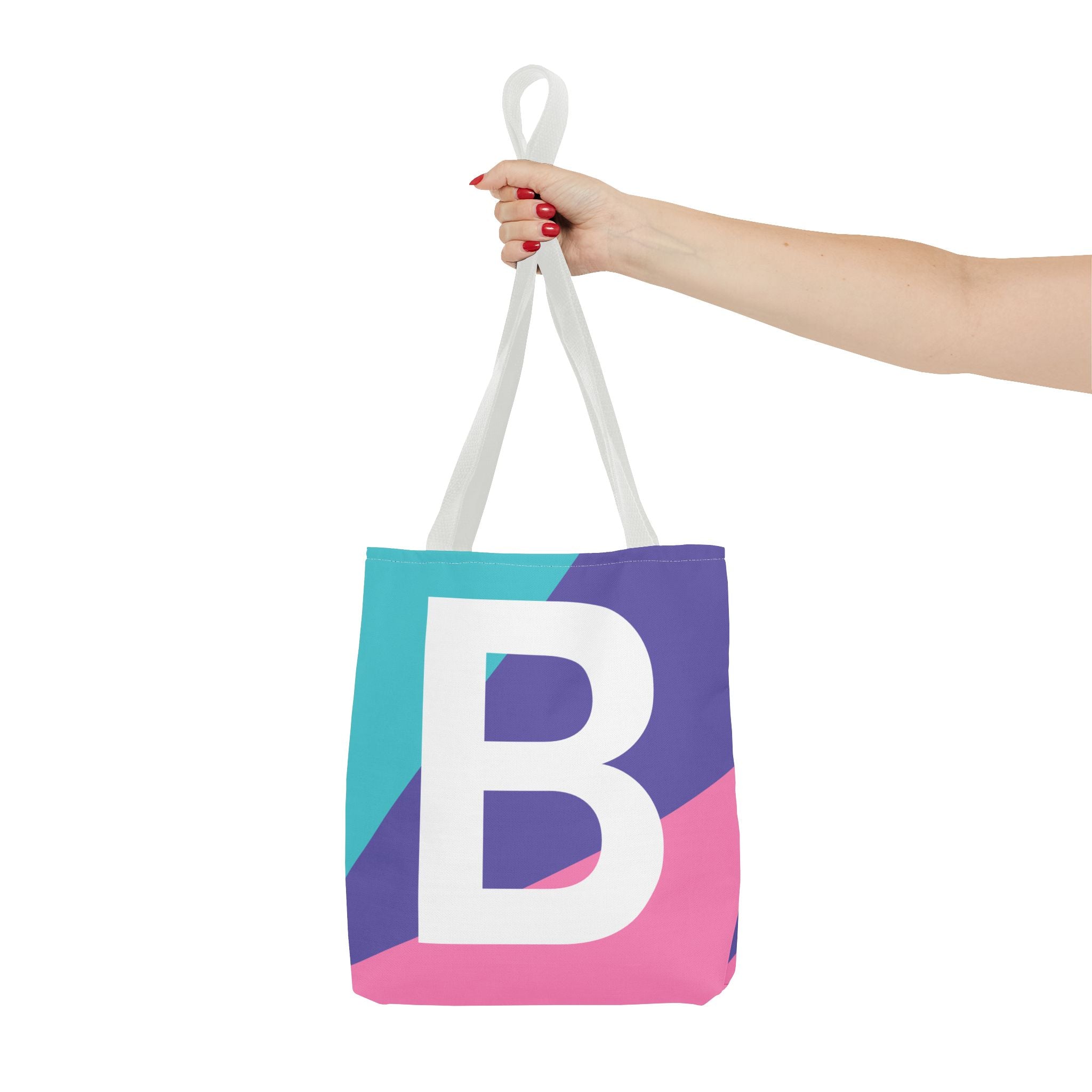 Monogram 'B' Colorblock Tote Bag — Personalized Initial B Shoulder Tote