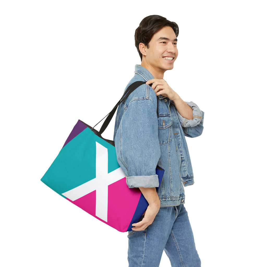 Personalized 'X' Colorblock Tote Bag — Monogram Weekender Tote
