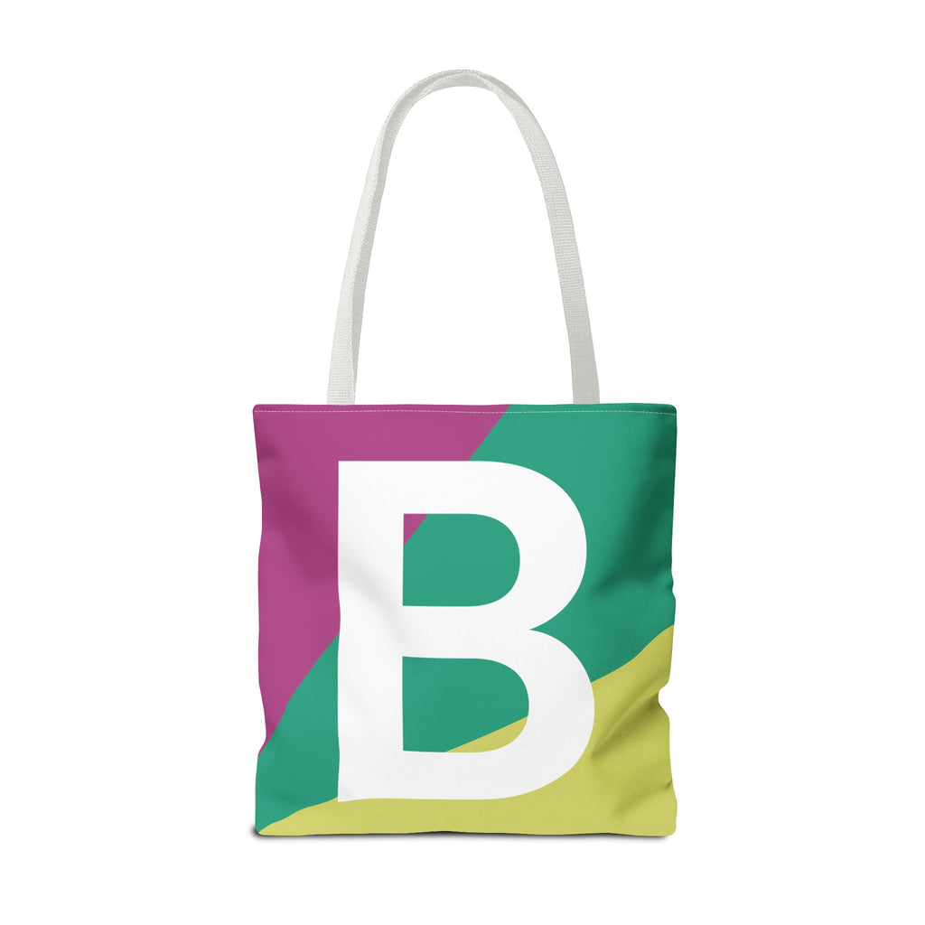 Monogram 'B' Colorblock Tote Bag — Personalized Initial B Shoulder Tote