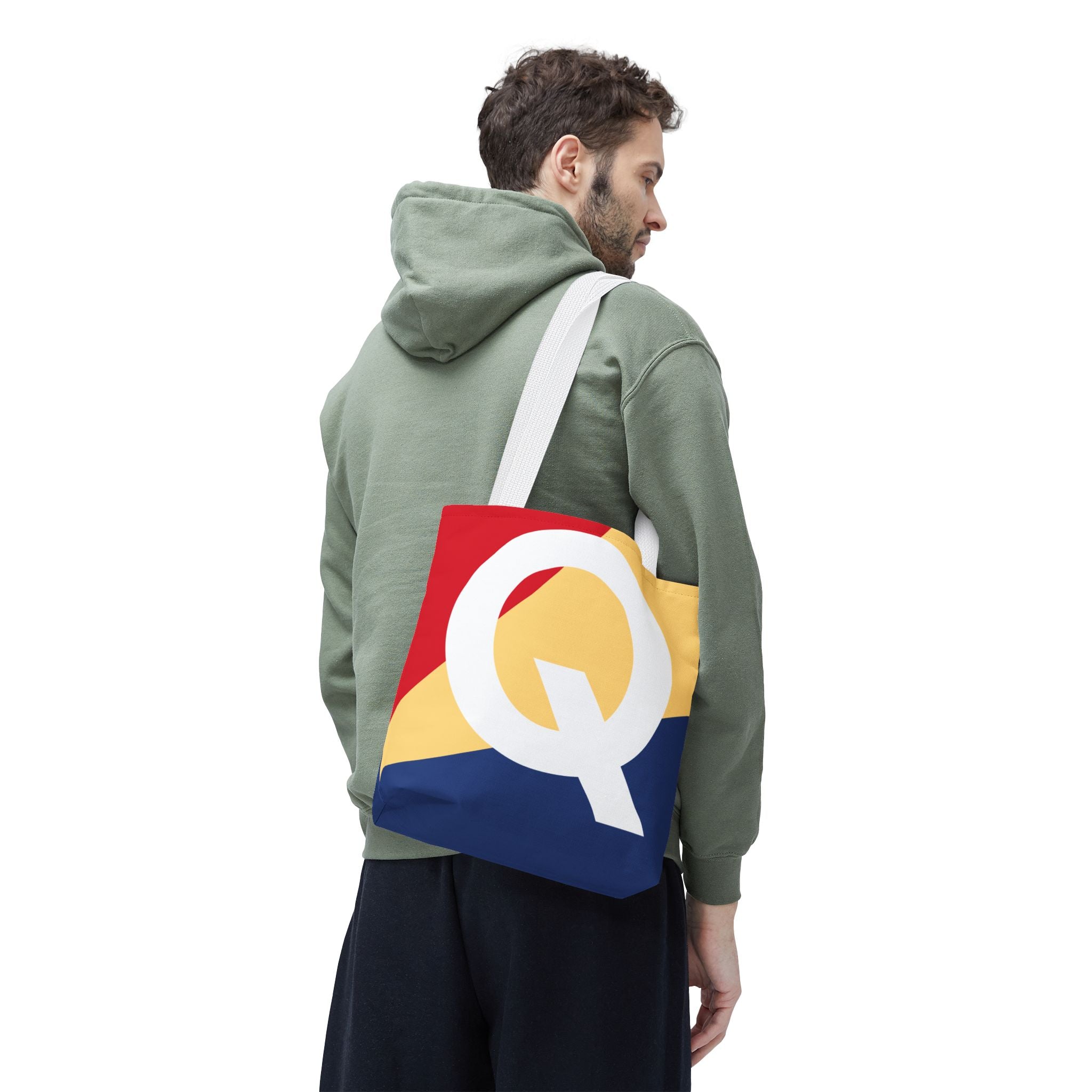 Monogram 'Q' Colorblock Tote Bag — Personalized Initial Q Shoulder Tote