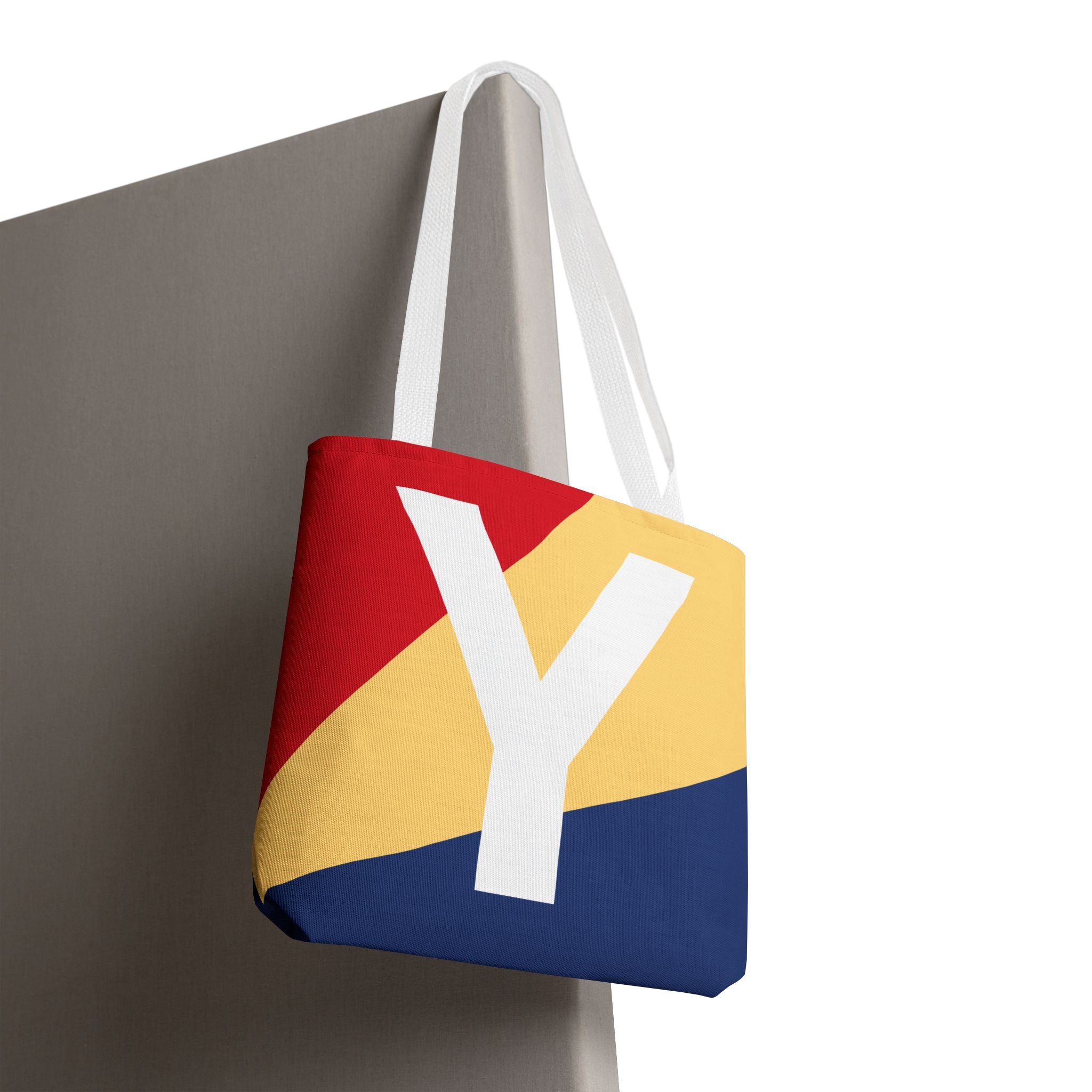 Monogram 'Y' Colorblock Tote Bag — Personalized Initial Y Shoulder Tote