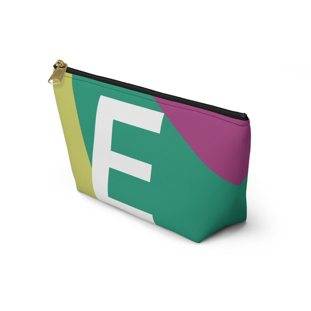 Initials Colorblock Accessory Pouch — Monogram E T-Bottom Cosmetic Bag