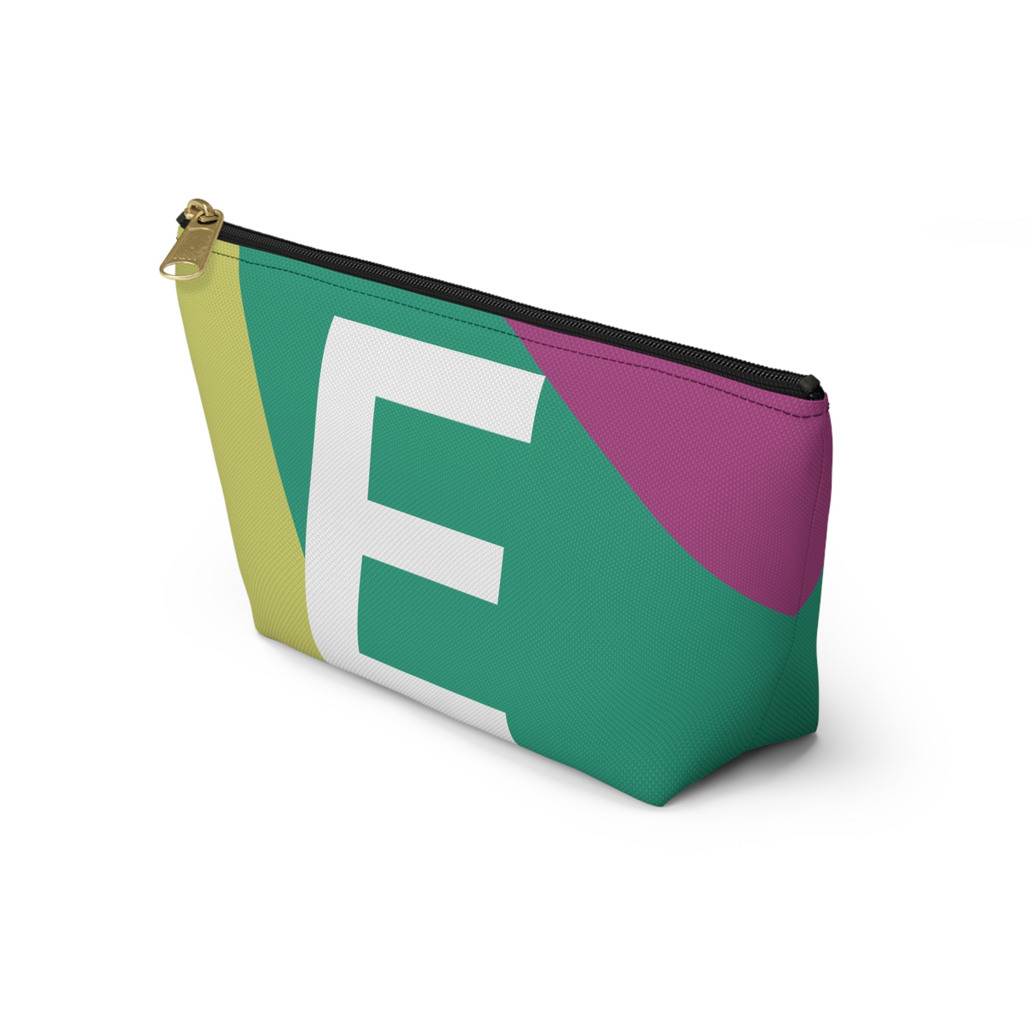 Initials Colorblock Accessory Pouch — Monogram E T-Bottom Cosmetic Bag